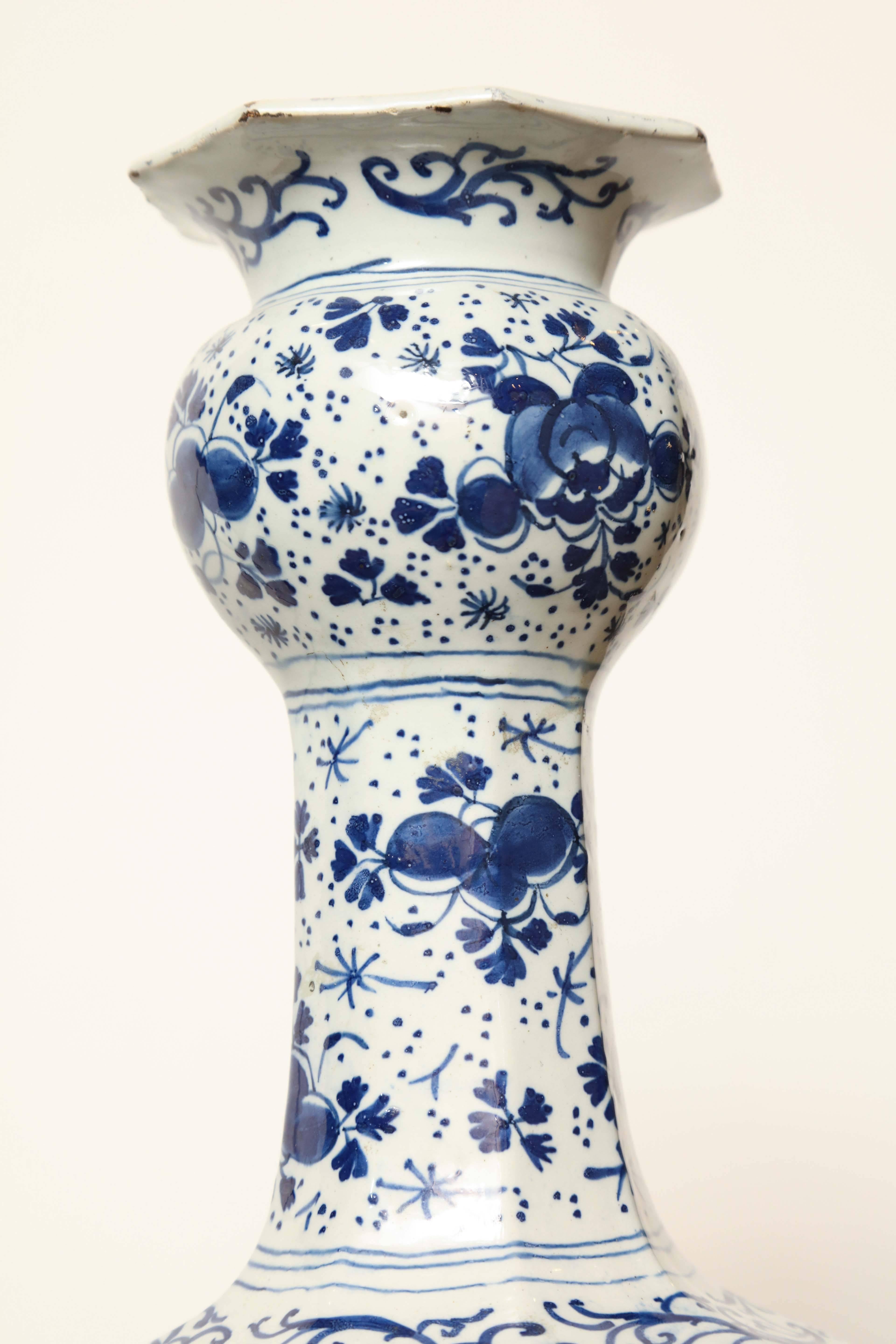 Dutch Delft, Blue and White Vase For Sale