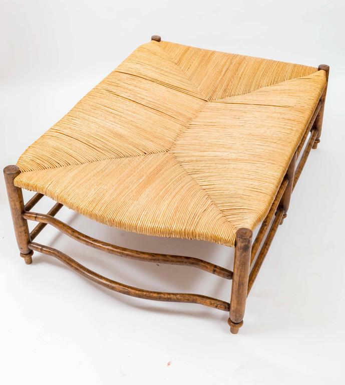 18thCentury Country French Rush Seat Bergere and Ottoman For Sale at