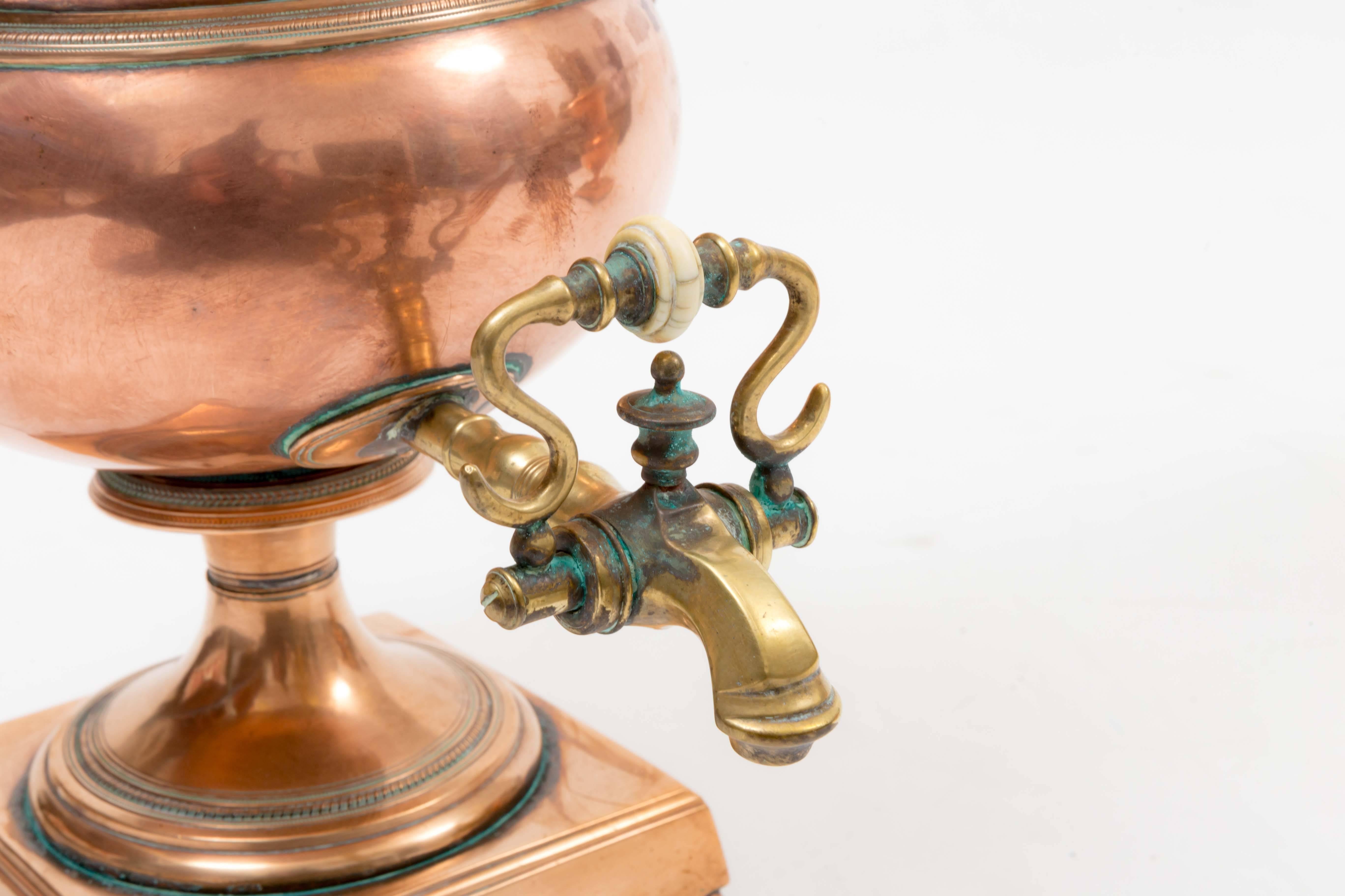 Near Pair of 19th Century Copper and Brass Russian Samovar Urn Lamps 1