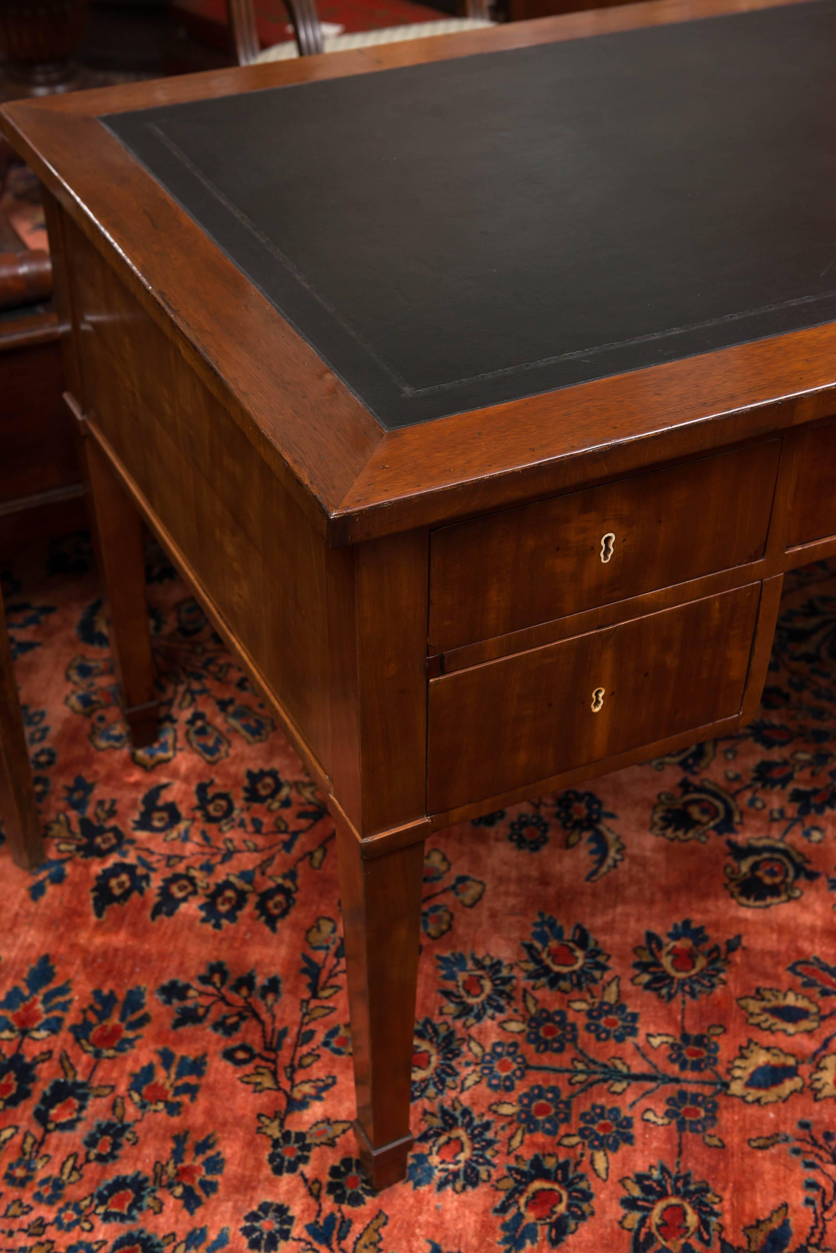 German 19th Century Biedermeier Mahogany, Leather Top Writing Table or Desk, circa 1835