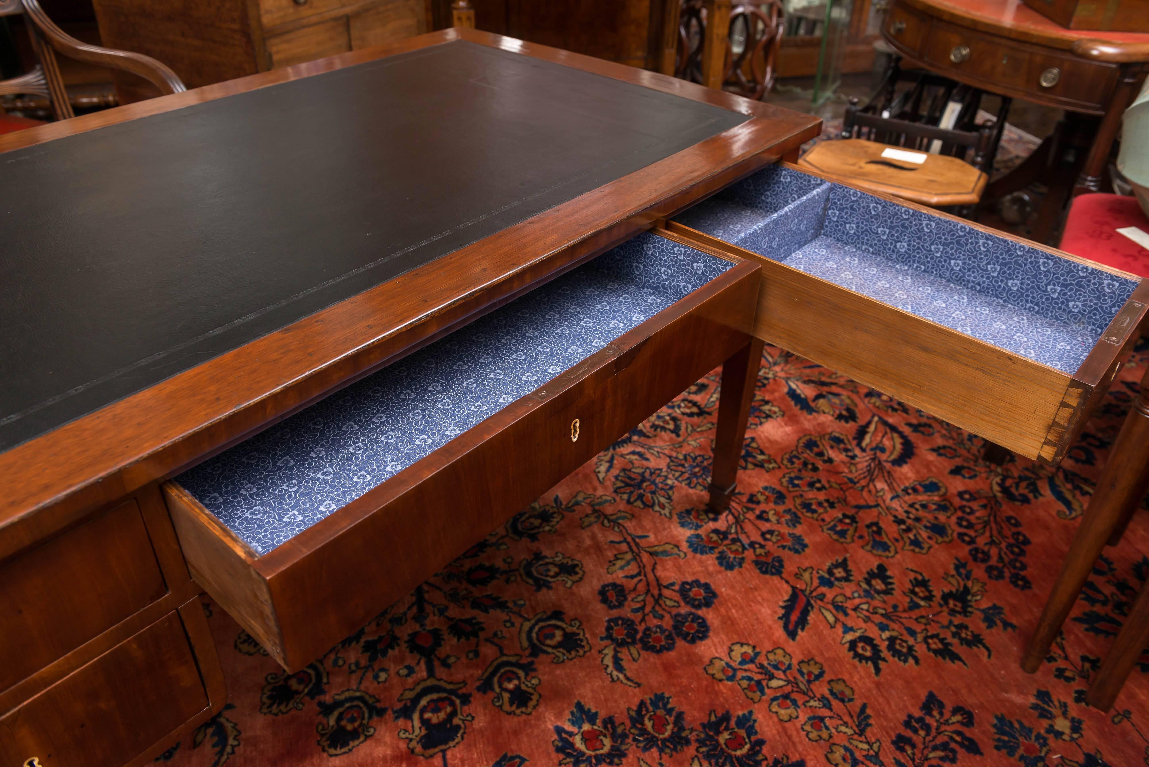 19th Century Biedermeier Mahogany, Leather Top Writing Table or Desk, circa 1835 In Good Condition In San Francisco, CA