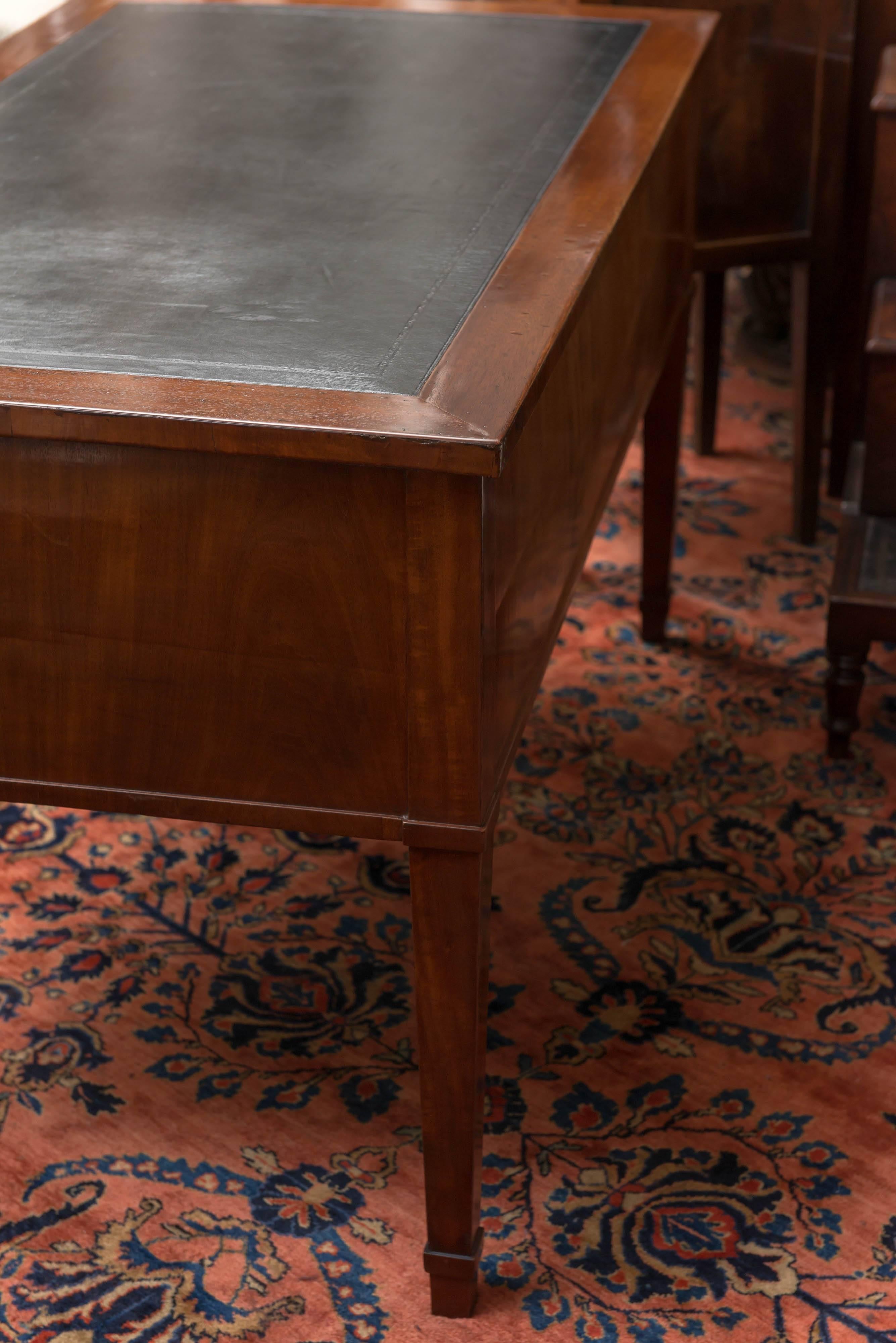 Bone 19th Century Biedermeier Mahogany, Leather Top Writing Table or Desk, circa 1835