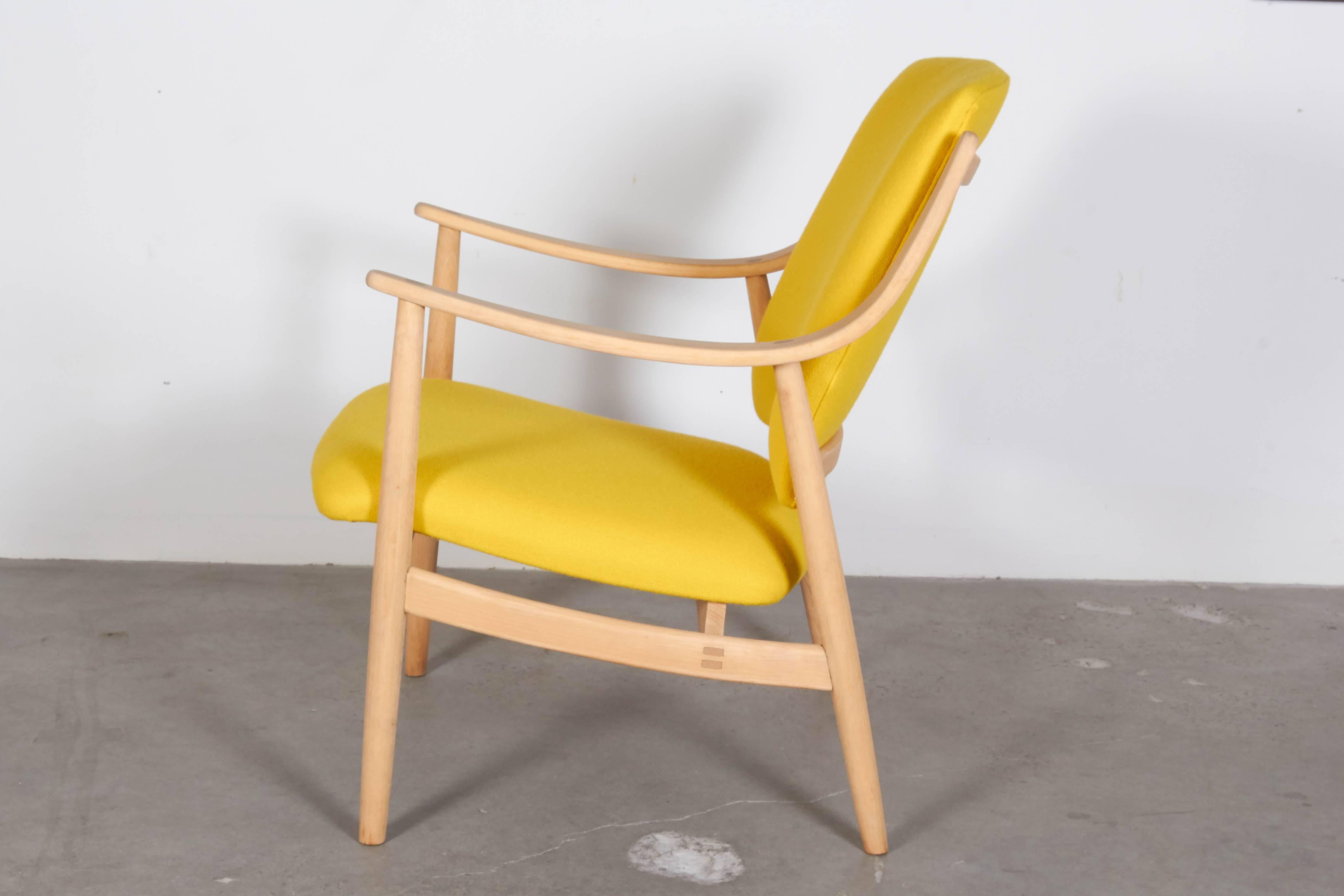 Scandinavian Modern Mid Century Yellow Arm Chair by Torbjorn Afdal