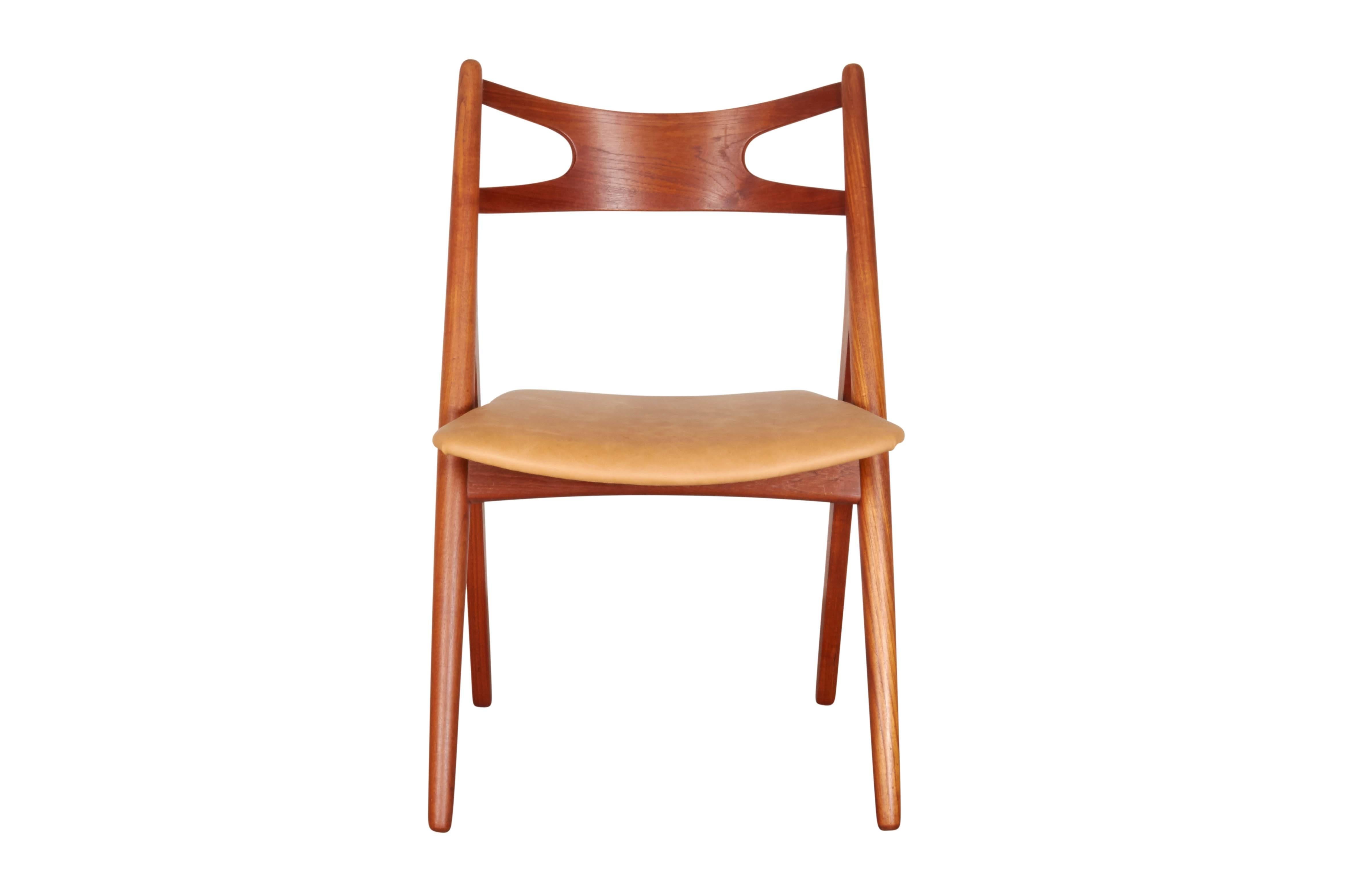 Scandinavian Modern Teak Dining Chairs by Hans Wegner Sawbuck CH29, Set of Six For Sale