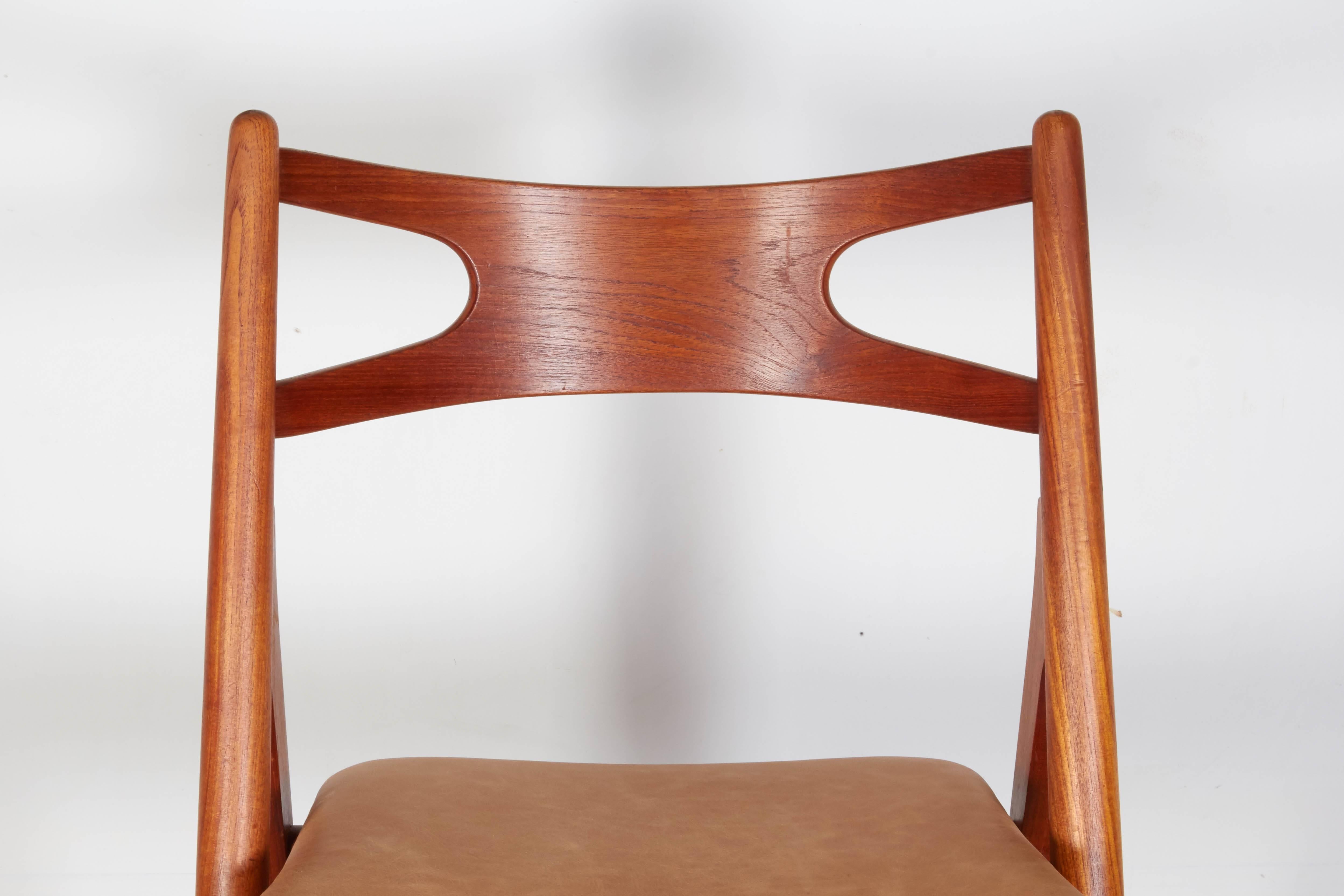 Danish Teak Dining Chairs by Hans Wegner Sawbuck CH29, Set of Six For Sale