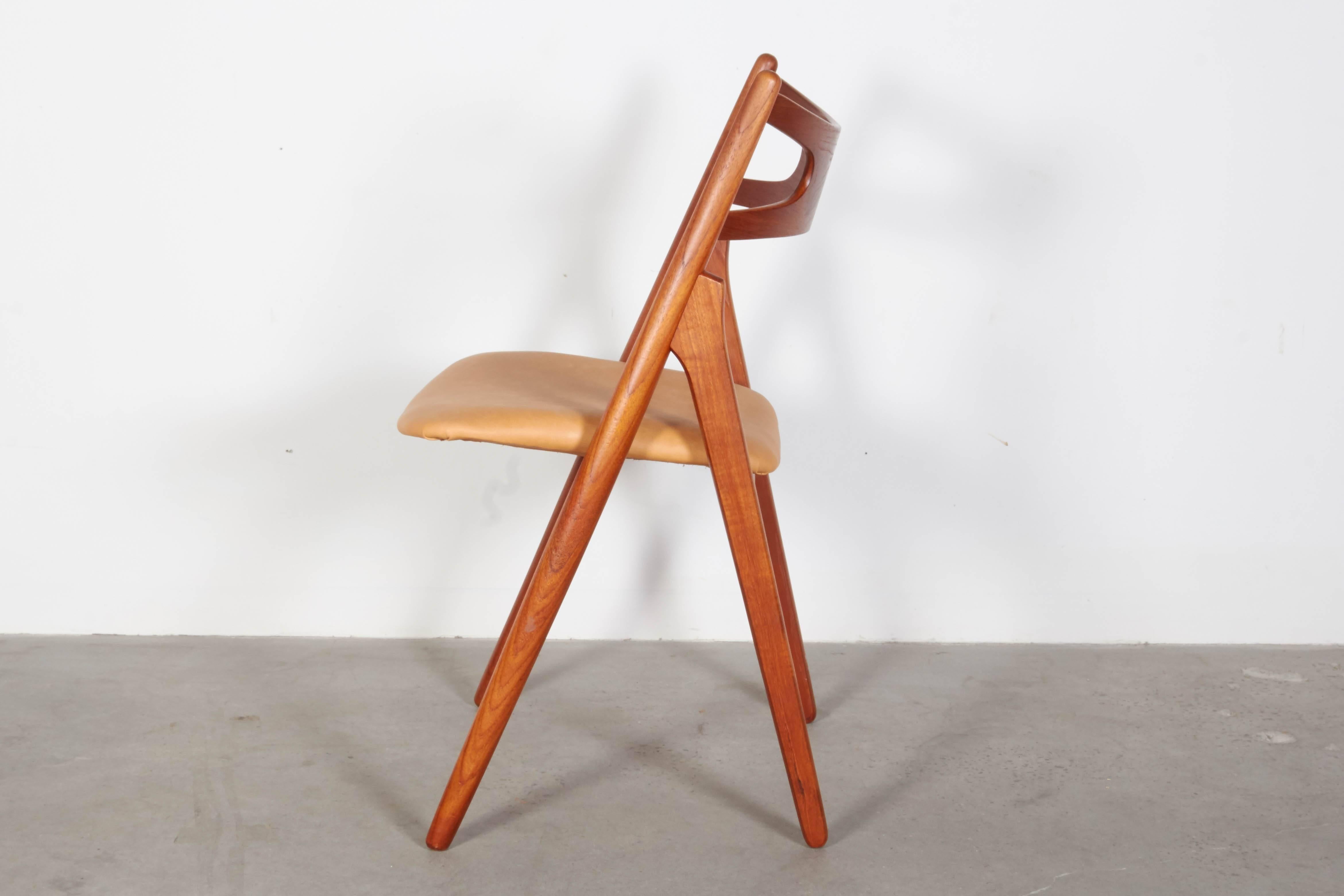 Oiled Teak Dining Chairs by Hans Wegner Sawbuck CH29, Set of Six For Sale
