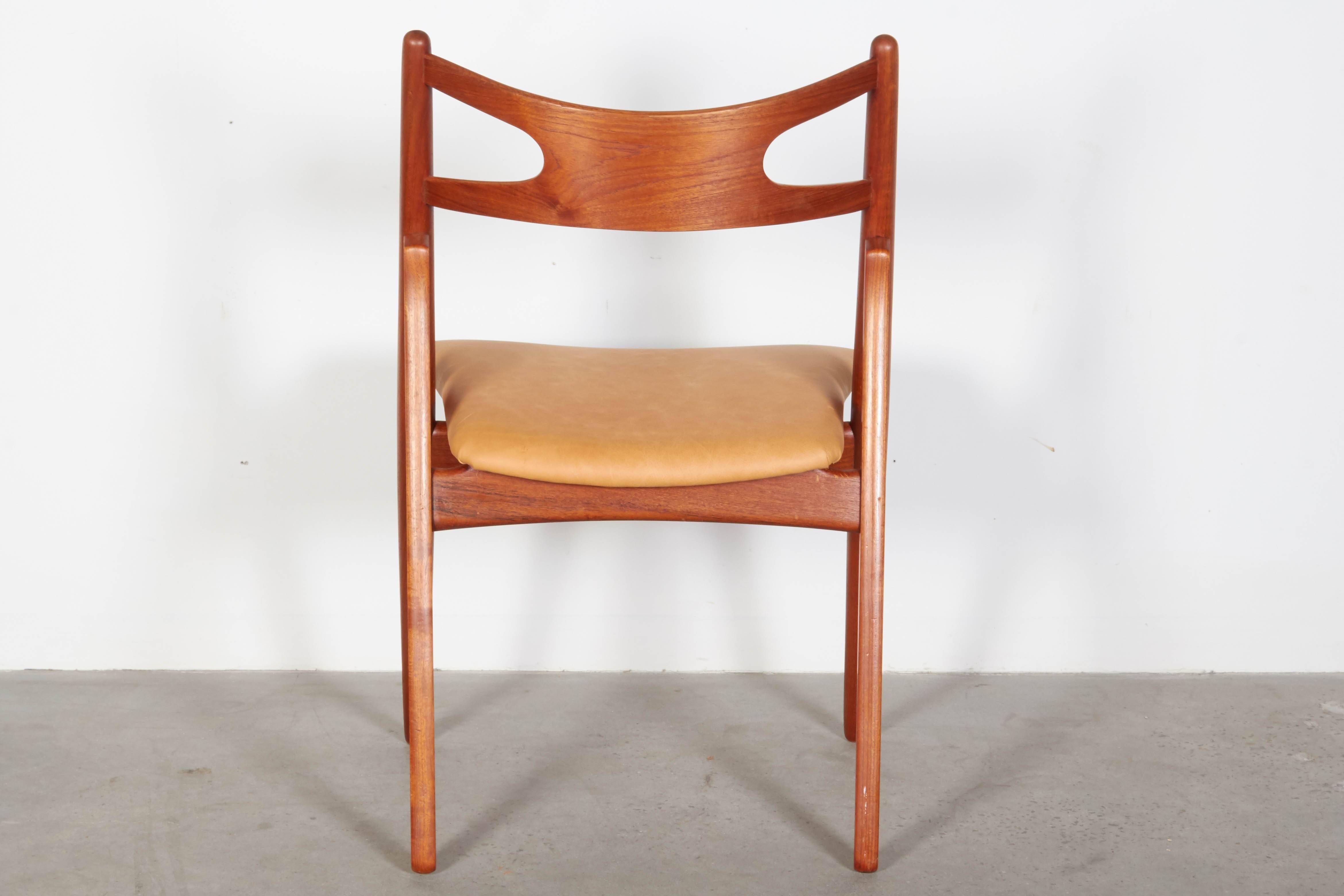 Mid-20th Century Teak Dining Chairs by Hans Wegner Sawbuck CH29, Set of Six For Sale