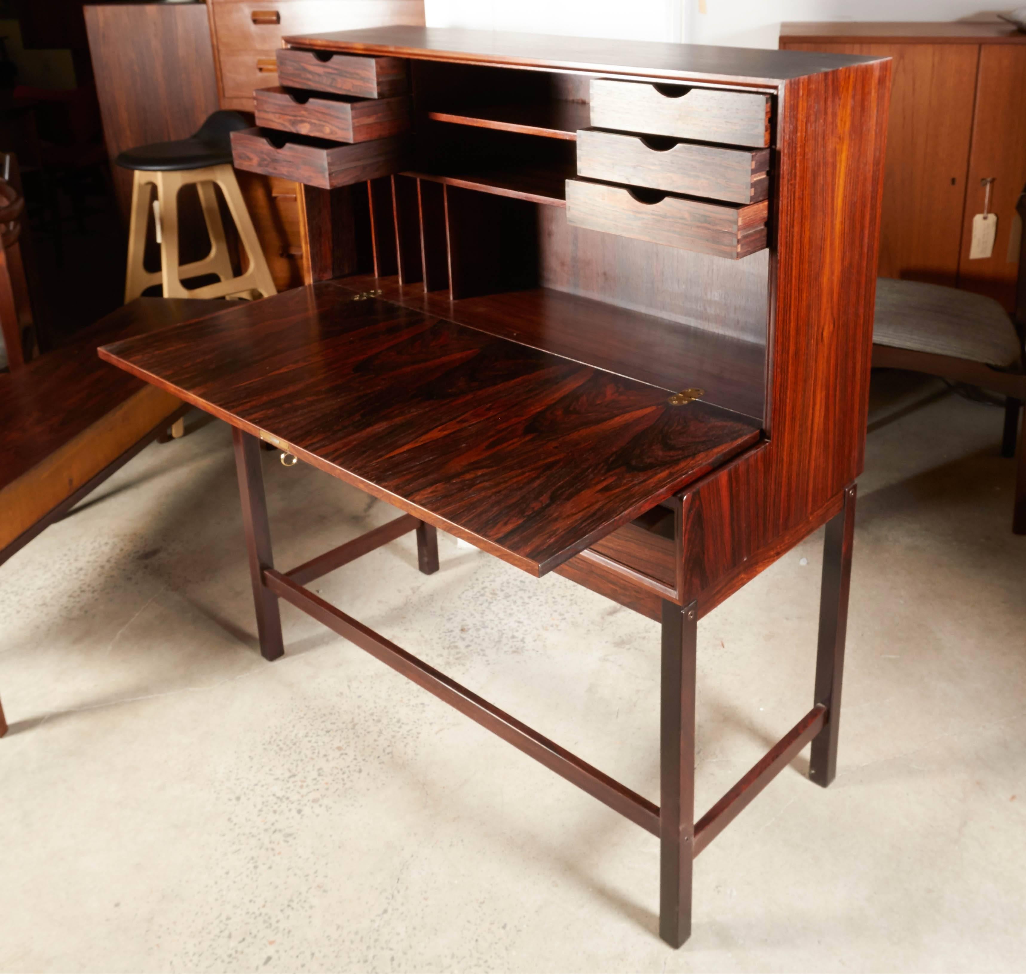 Torbjorn Afdal Rosewood Secretary Desk In Excellent Condition For Sale In New York, NY