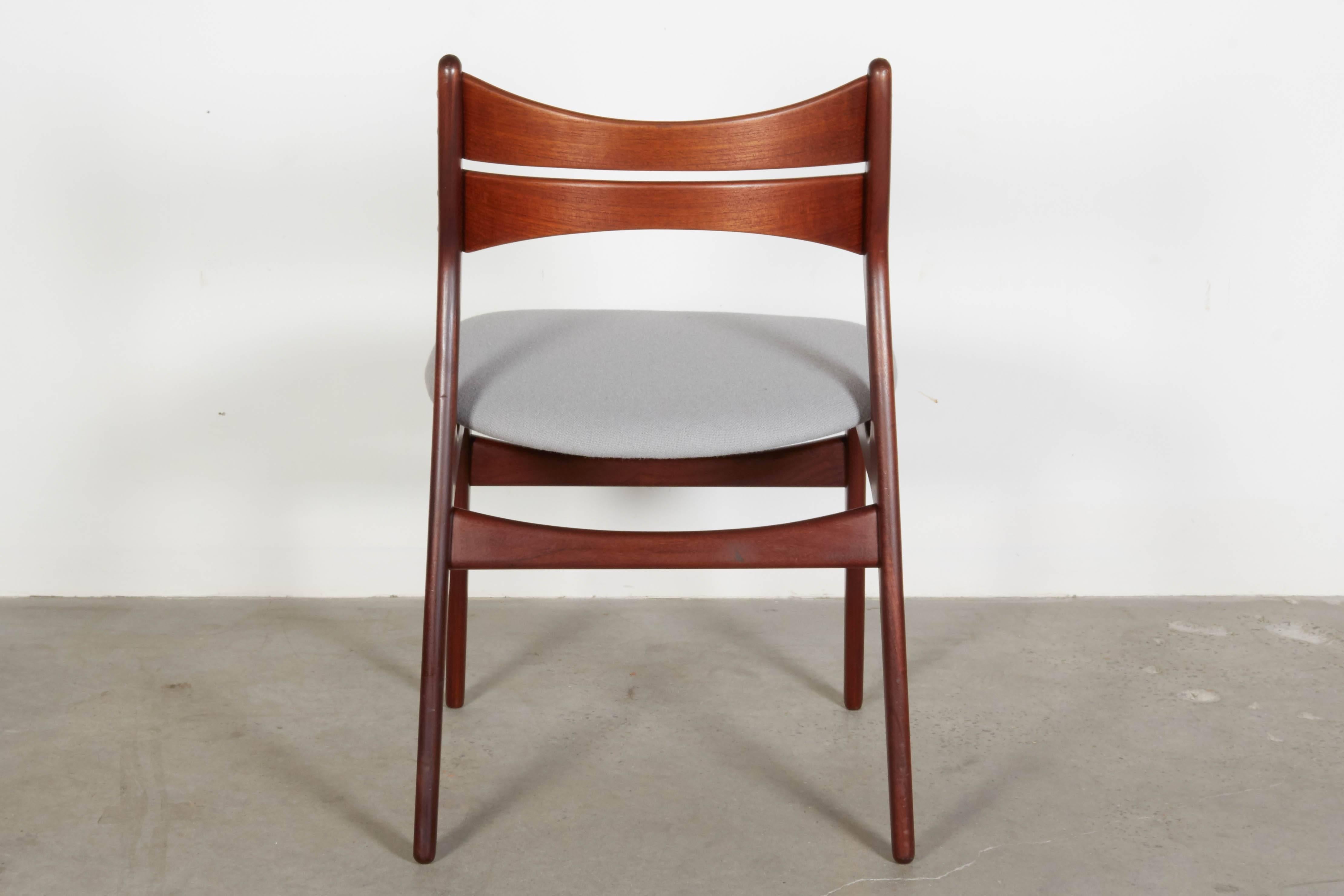 Teak Mid Century Modern Dining Chairs by Erik Buch, Set of Six
