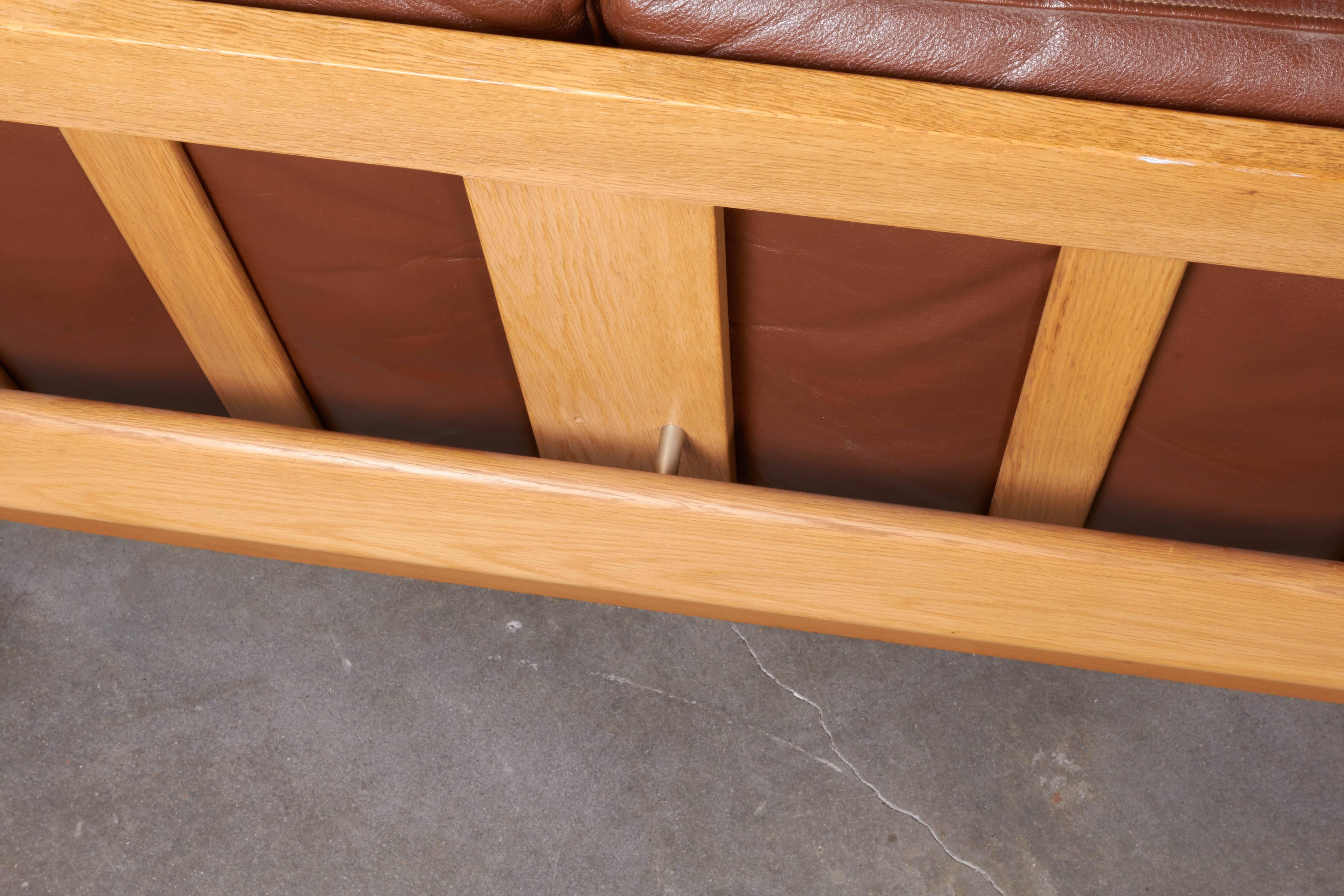 Mid Century Brown Leather Sofa by Hans Wegner 2