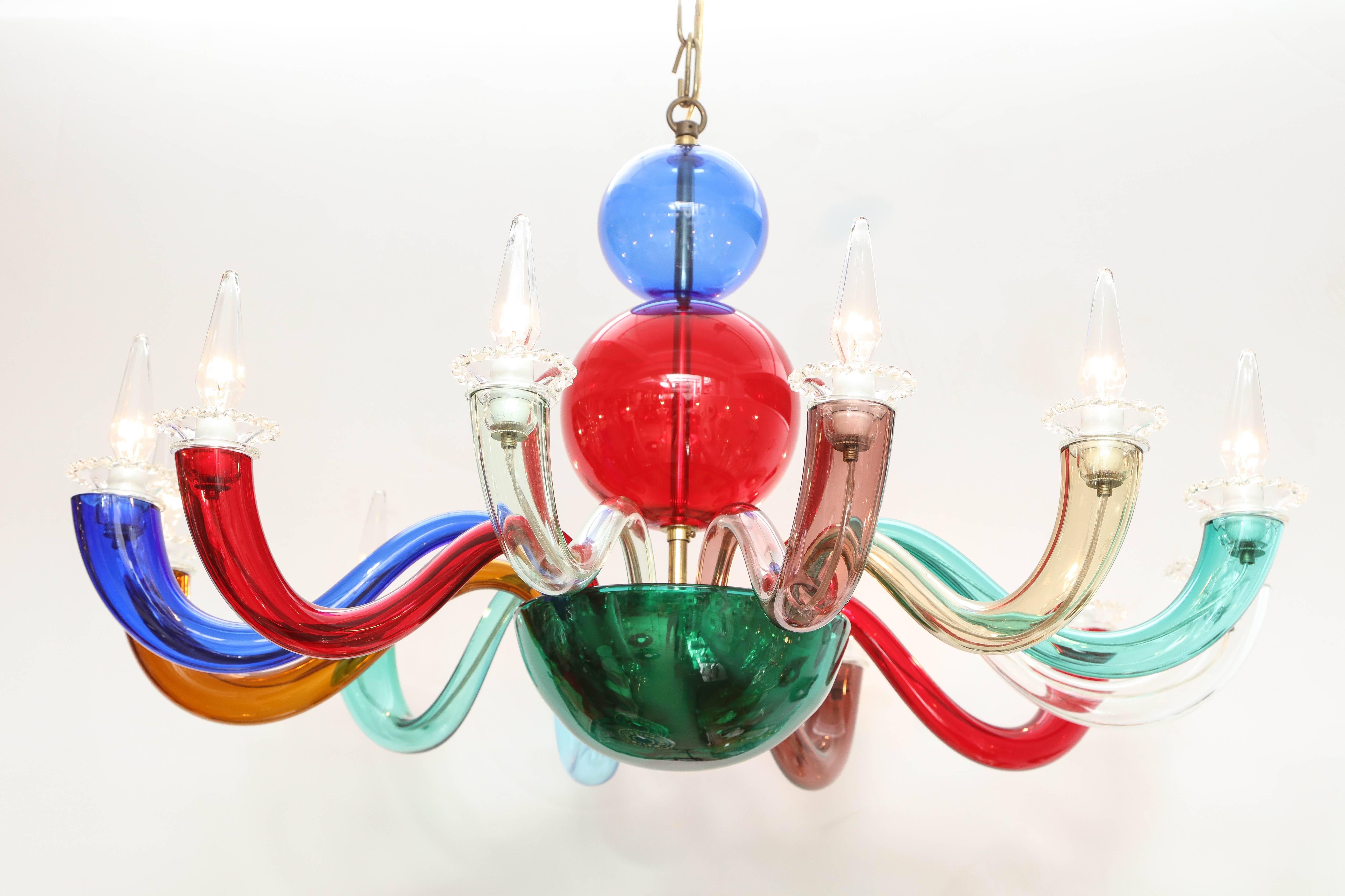 Gio Ponti Signed Venini Twelve-Arm Chandelier In Excellent Condition For Sale In New York, NY
