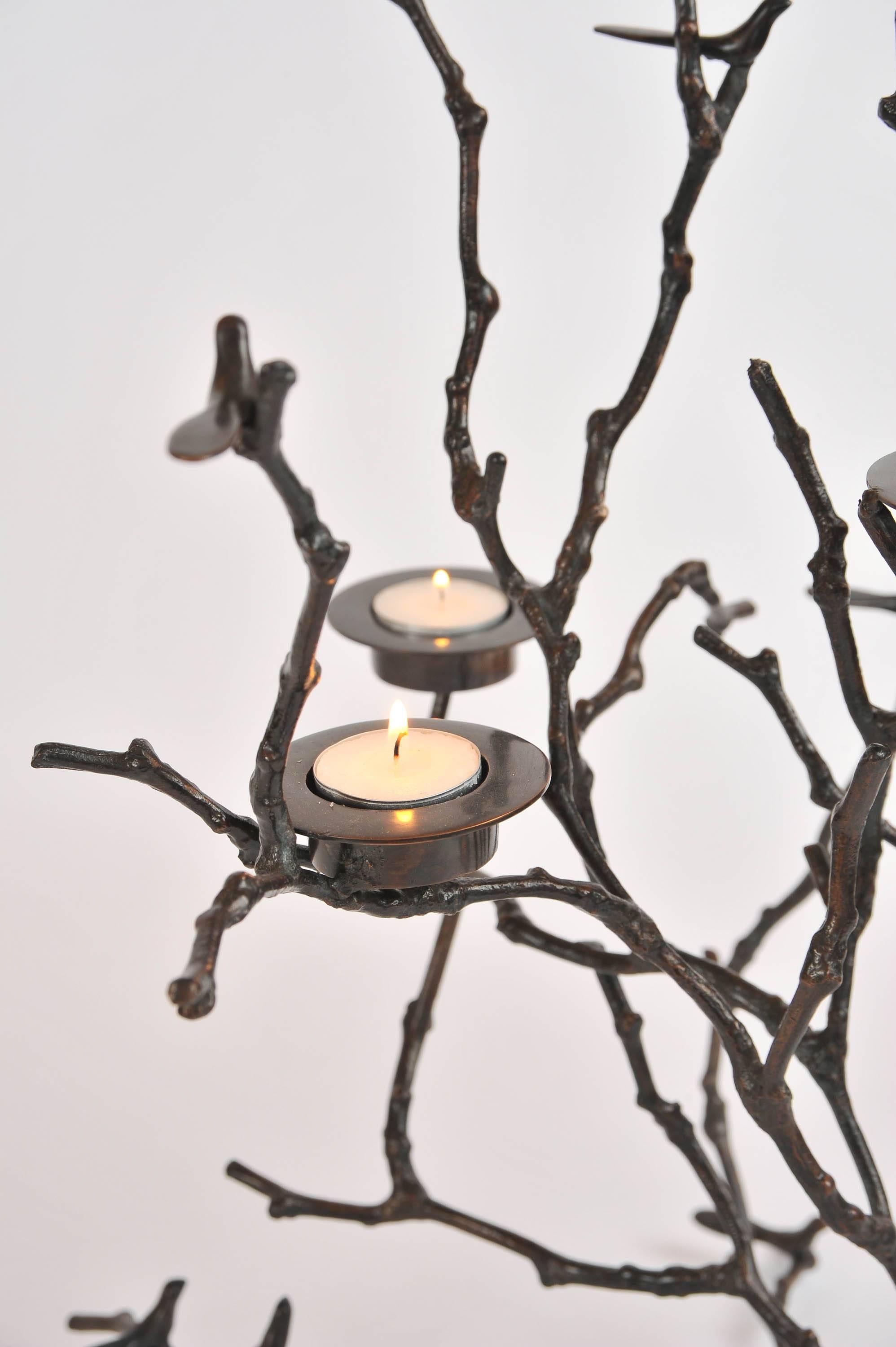 Bronze Magnolia Twigs Candle Holder  In Excellent Condition In London, GB