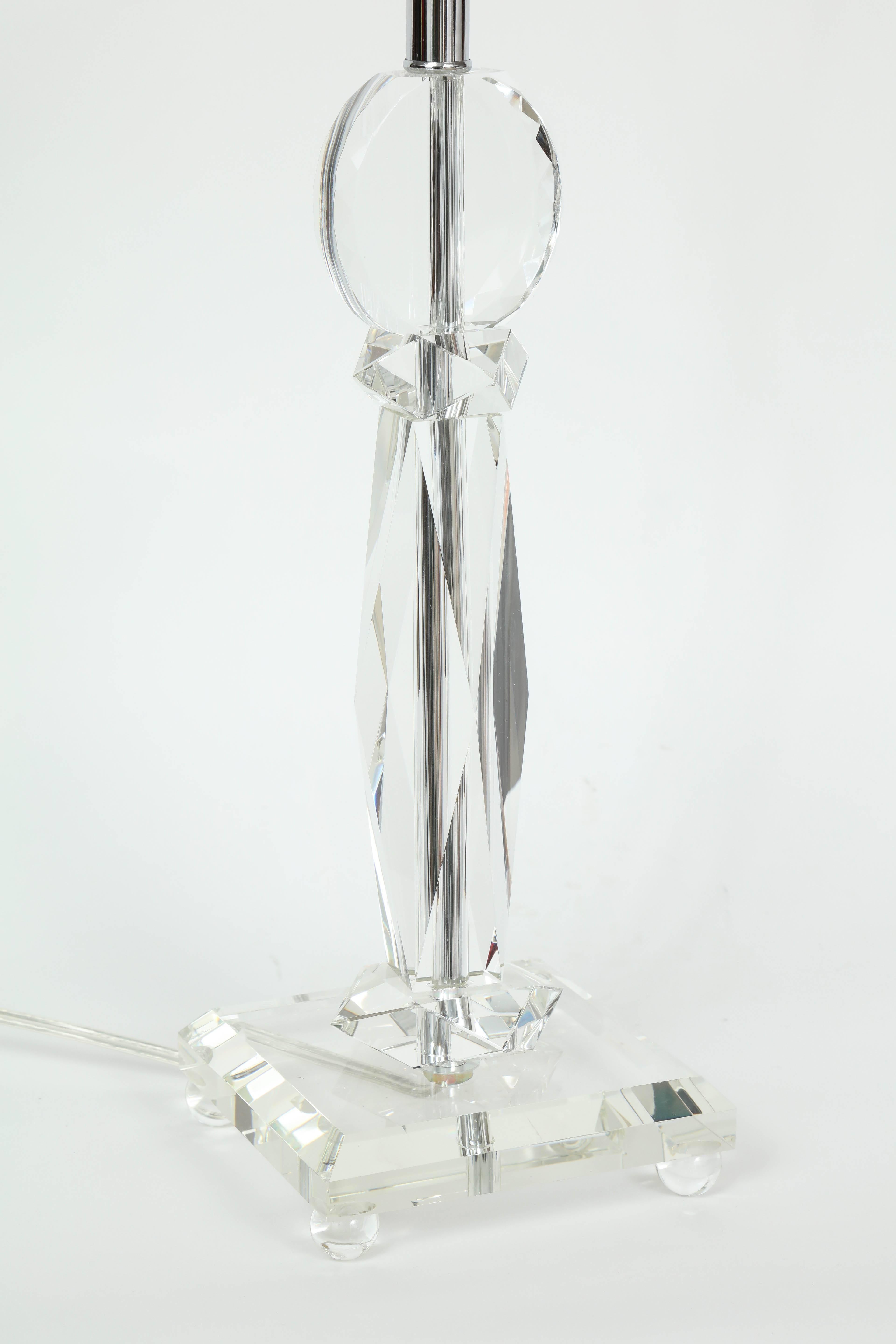 Italian Art Deco Faceted Crystal Glass Lamps