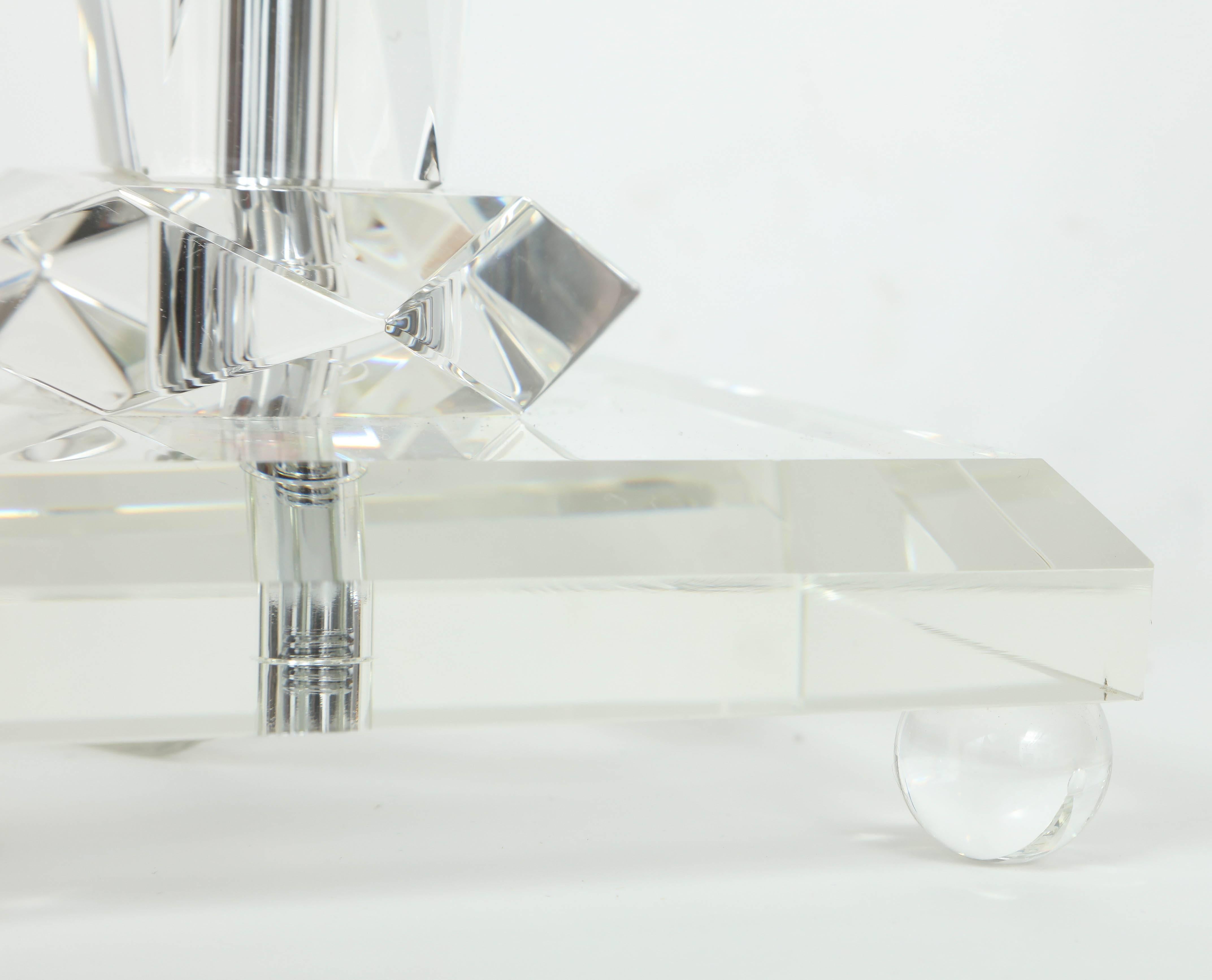 20th Century Art Deco Faceted Crystal Glass Lamps