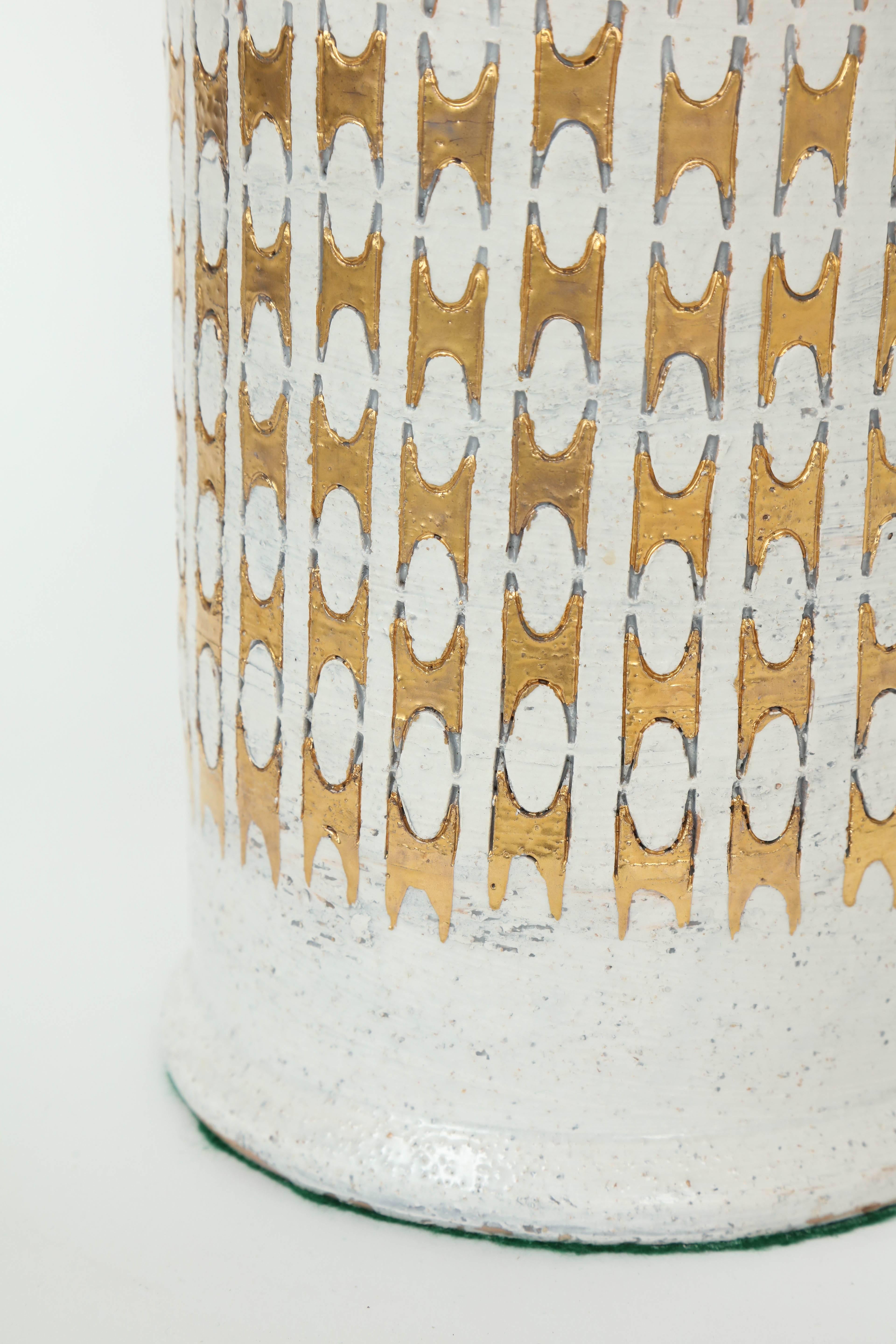 Mid-Century Modern Bitossi Italian Bone White Ceramic Dimpled Table Lamps