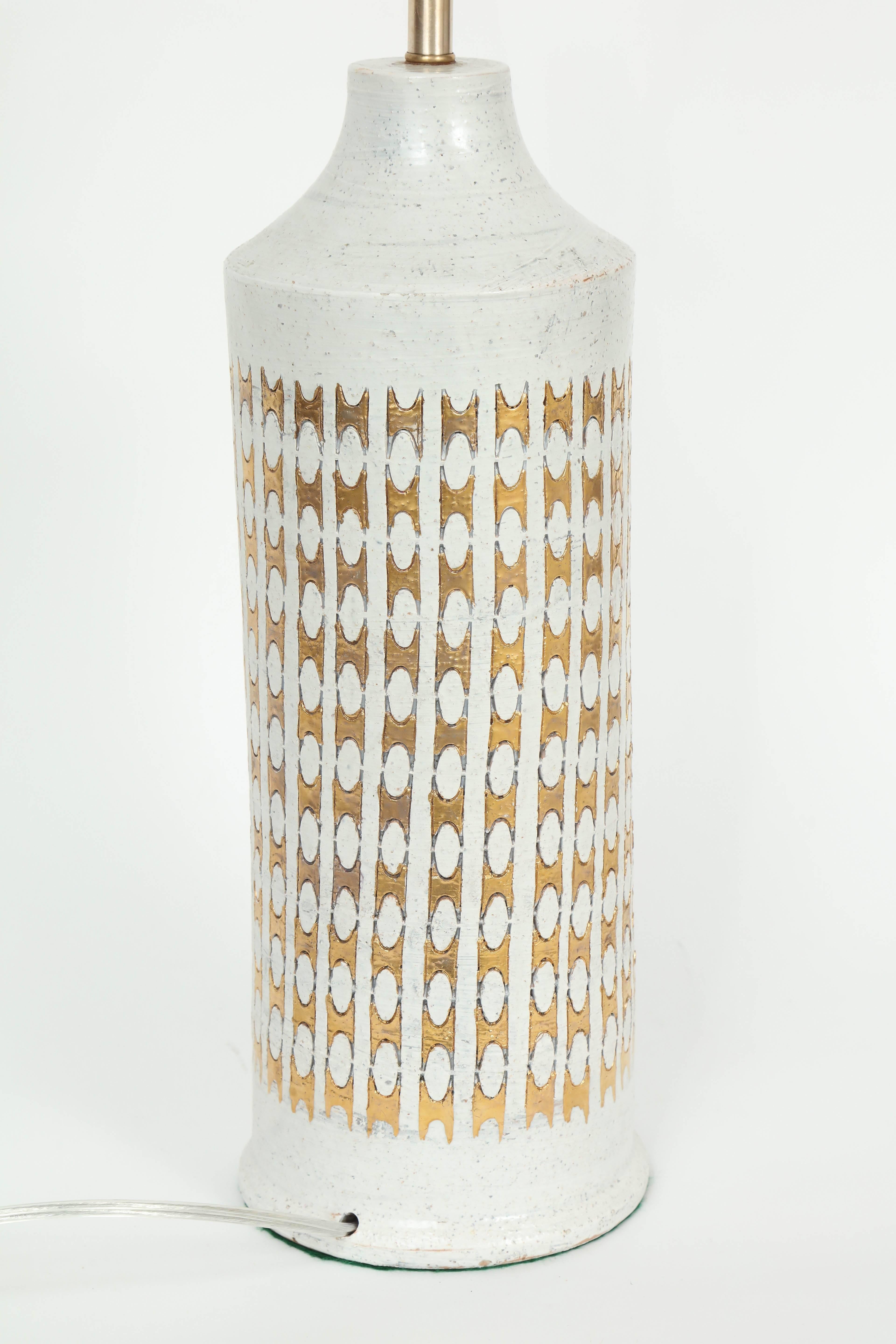 20th Century Bitossi Italian Bone White Ceramic Dimpled Table Lamps