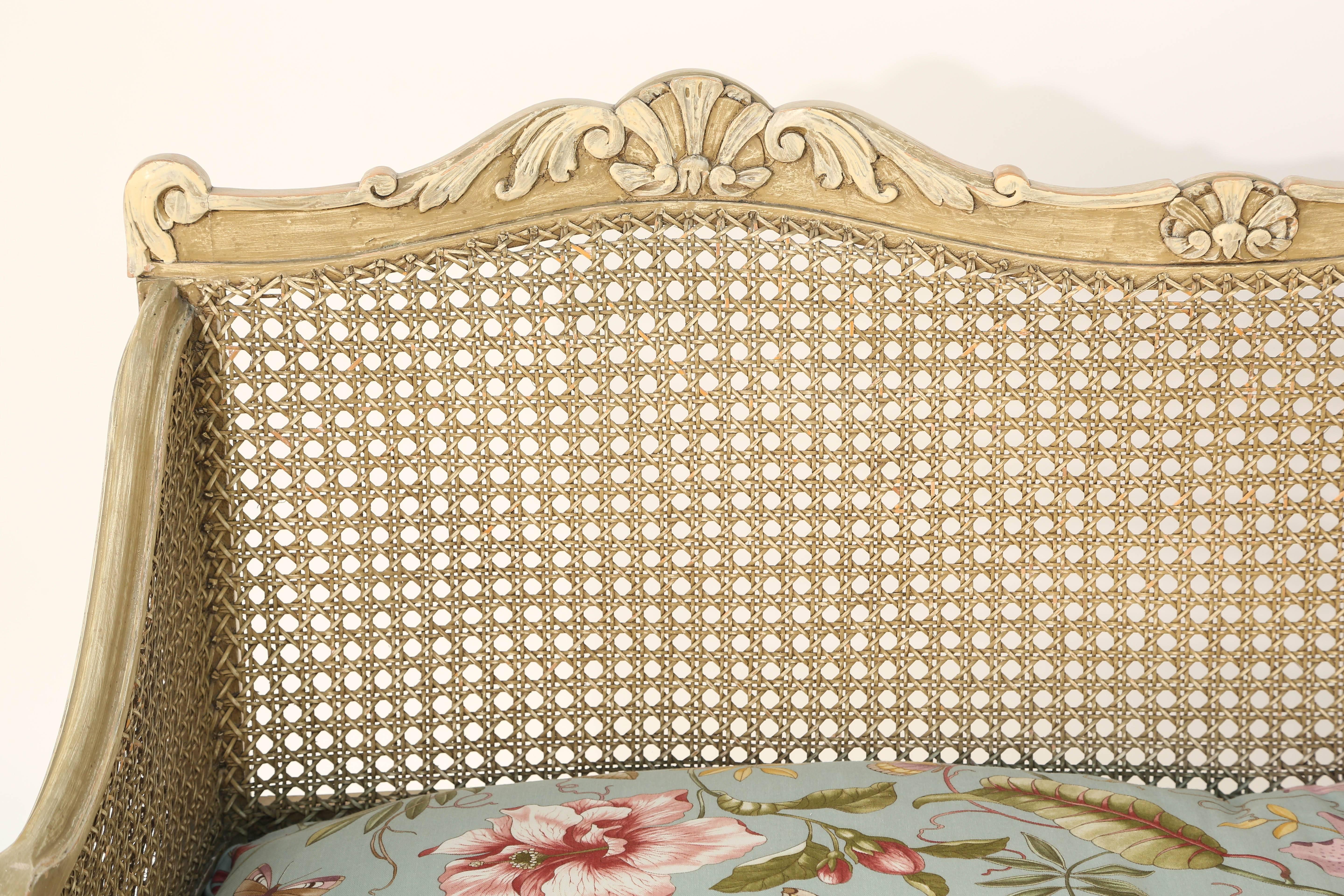Painted Caned Regence Style Closed Arm Settee 2