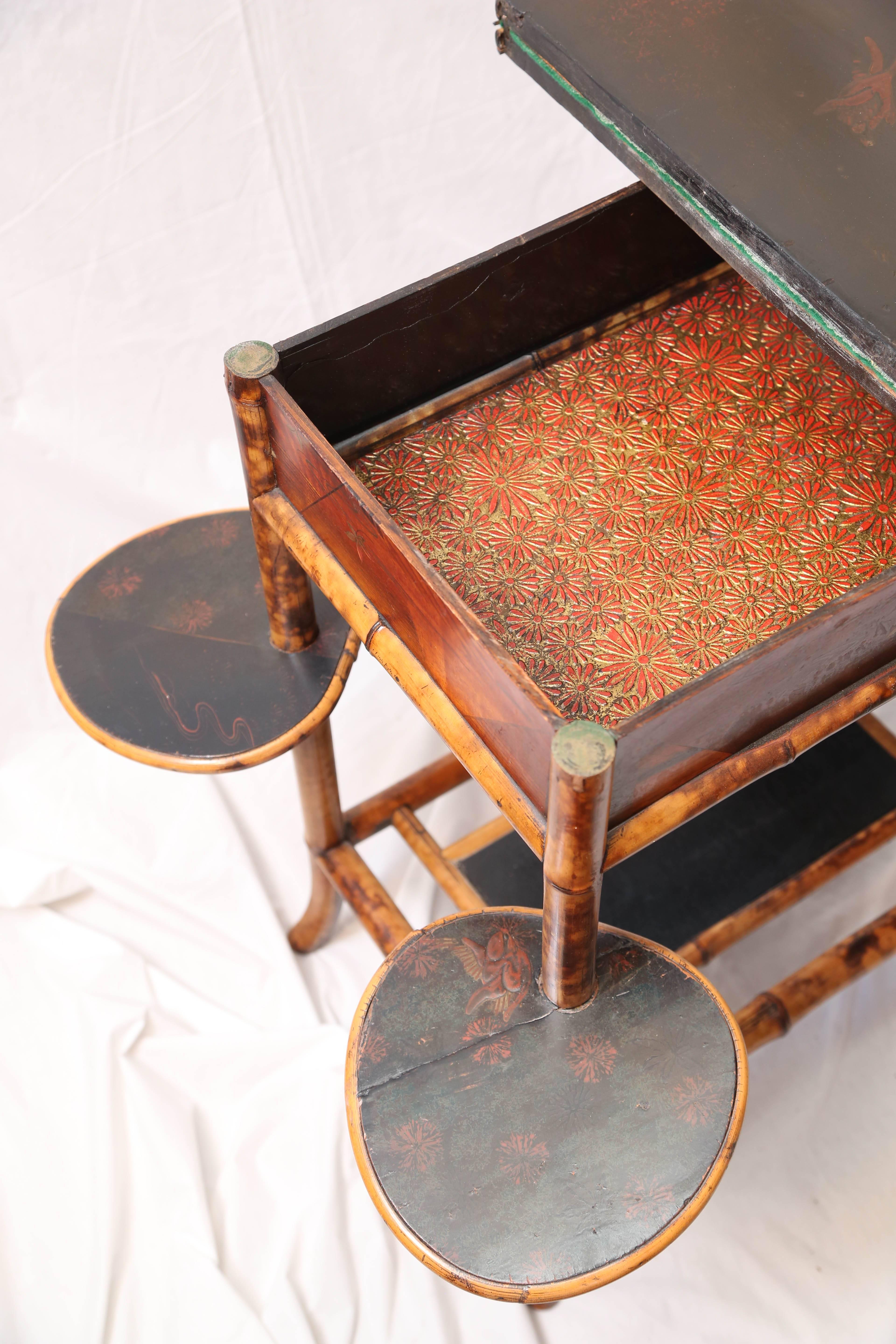 19th Century English Bamboo Fold over Game Table 3