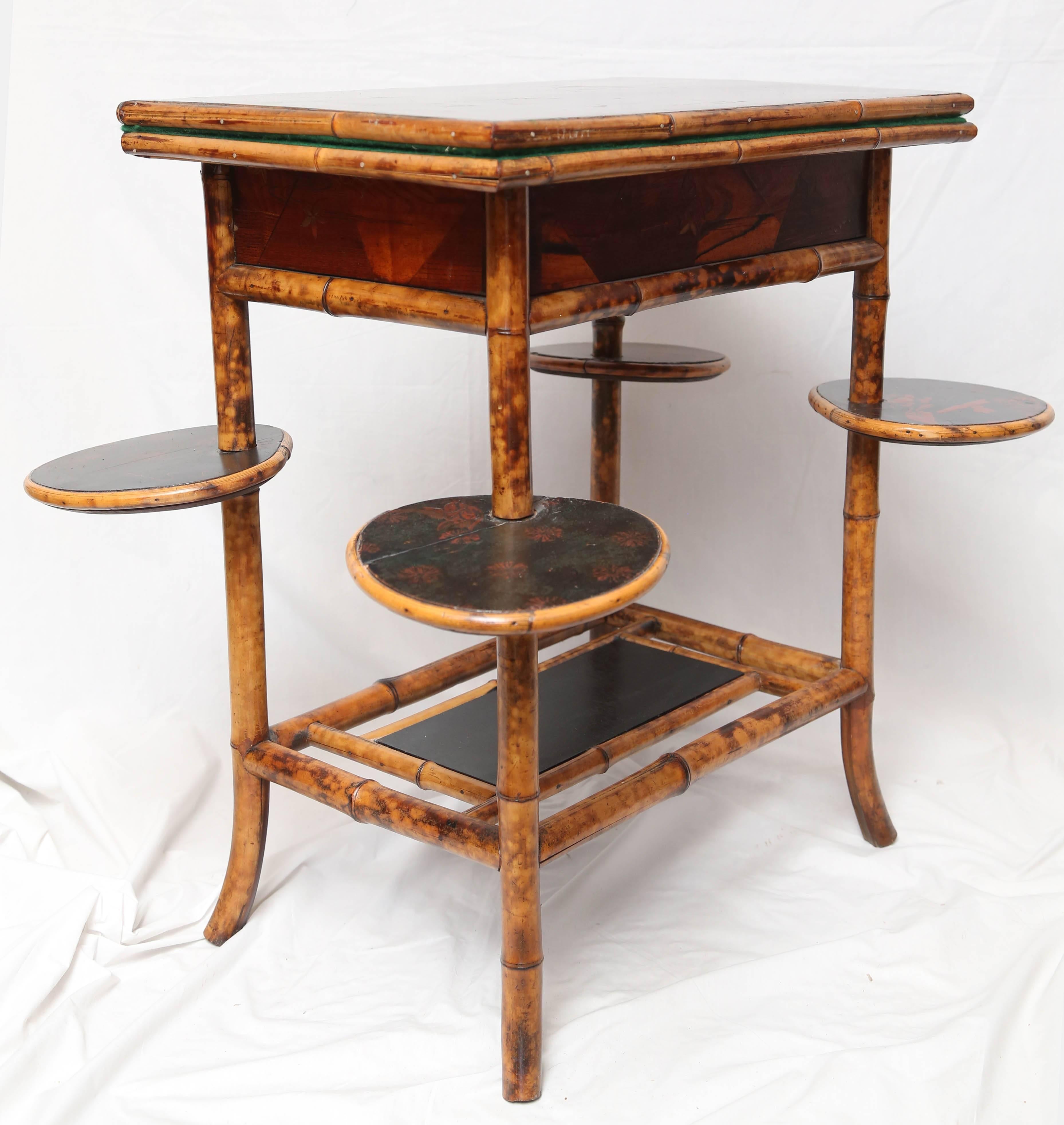 19th Century English Bamboo Fold over Game Table 5