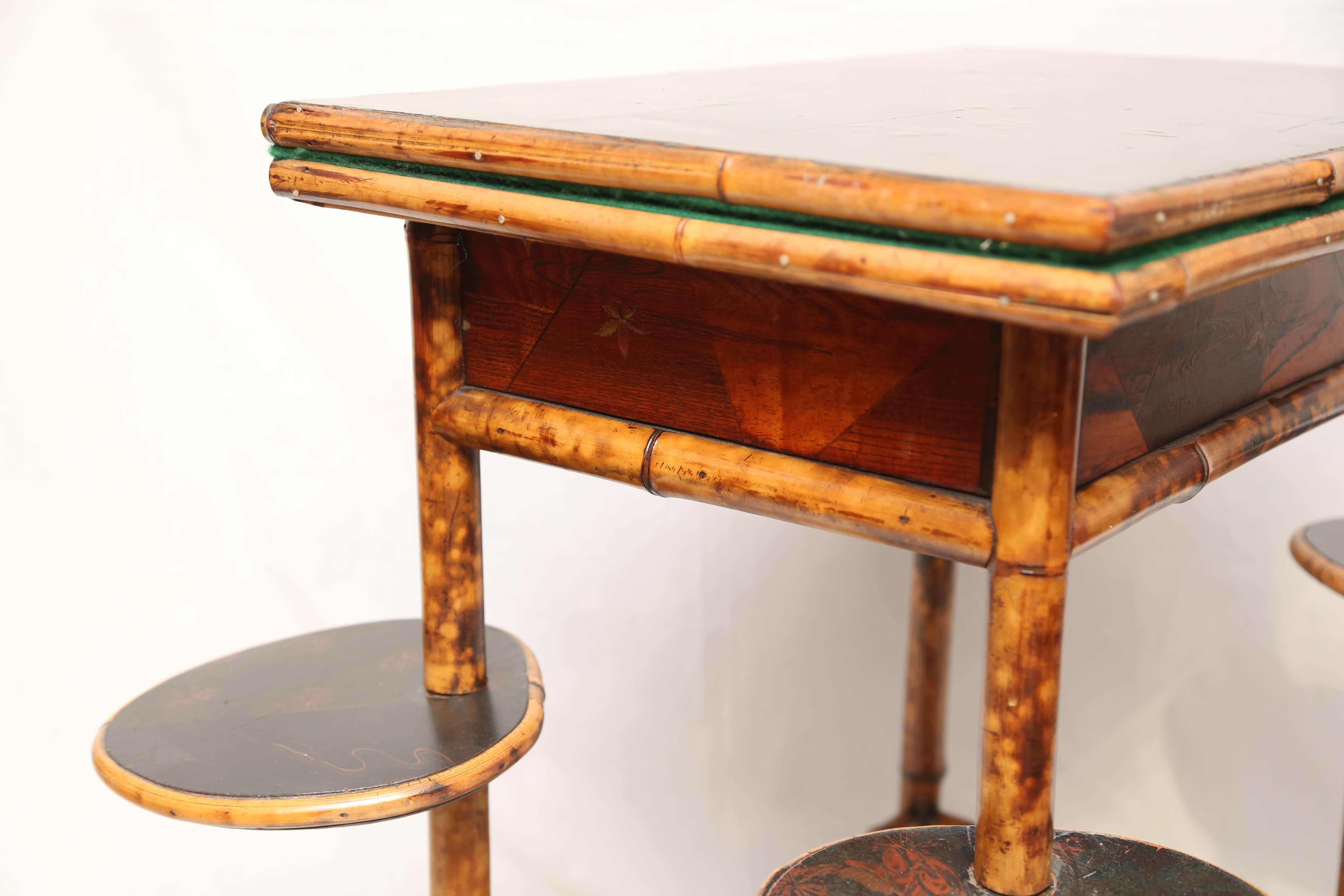 19th Century English Bamboo Fold over Game Table 6