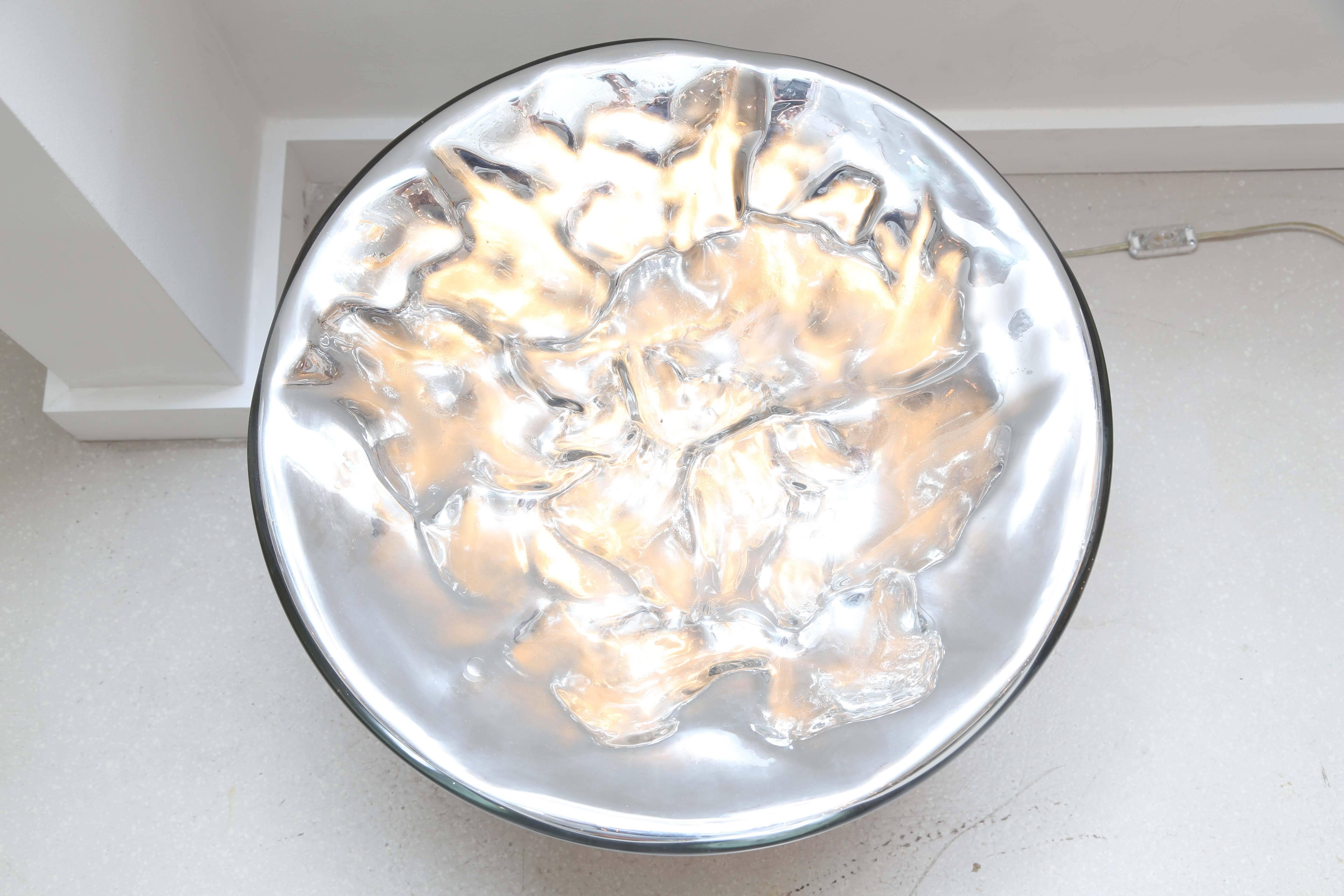 Mid-Century Modern Pair of Large Silver Murano Glass Pod Lamps For Sale