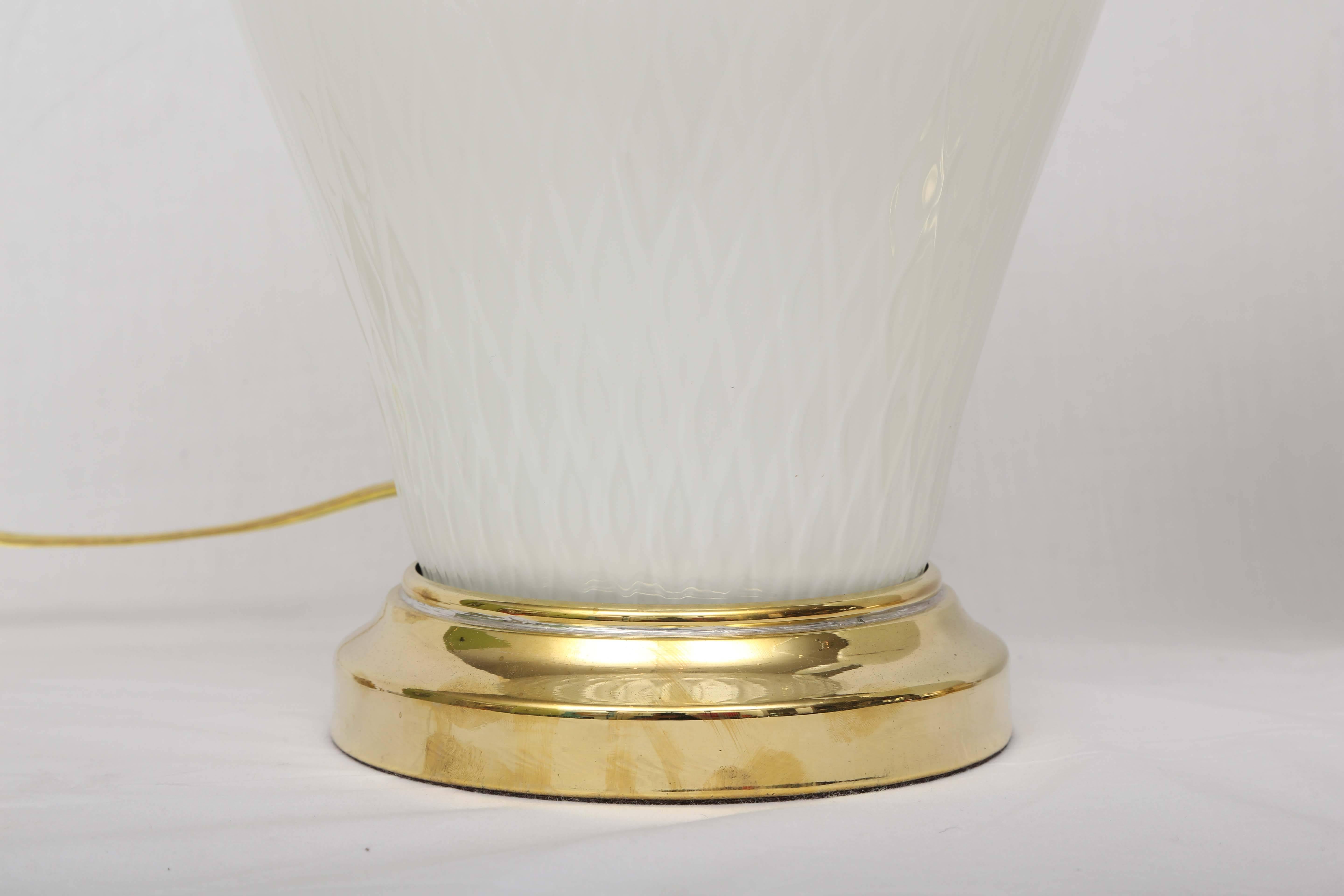 Italian Pair of Vintage White Murano Table Lamps For Sale