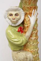 Pair of Majolica Monkey Table Lamps