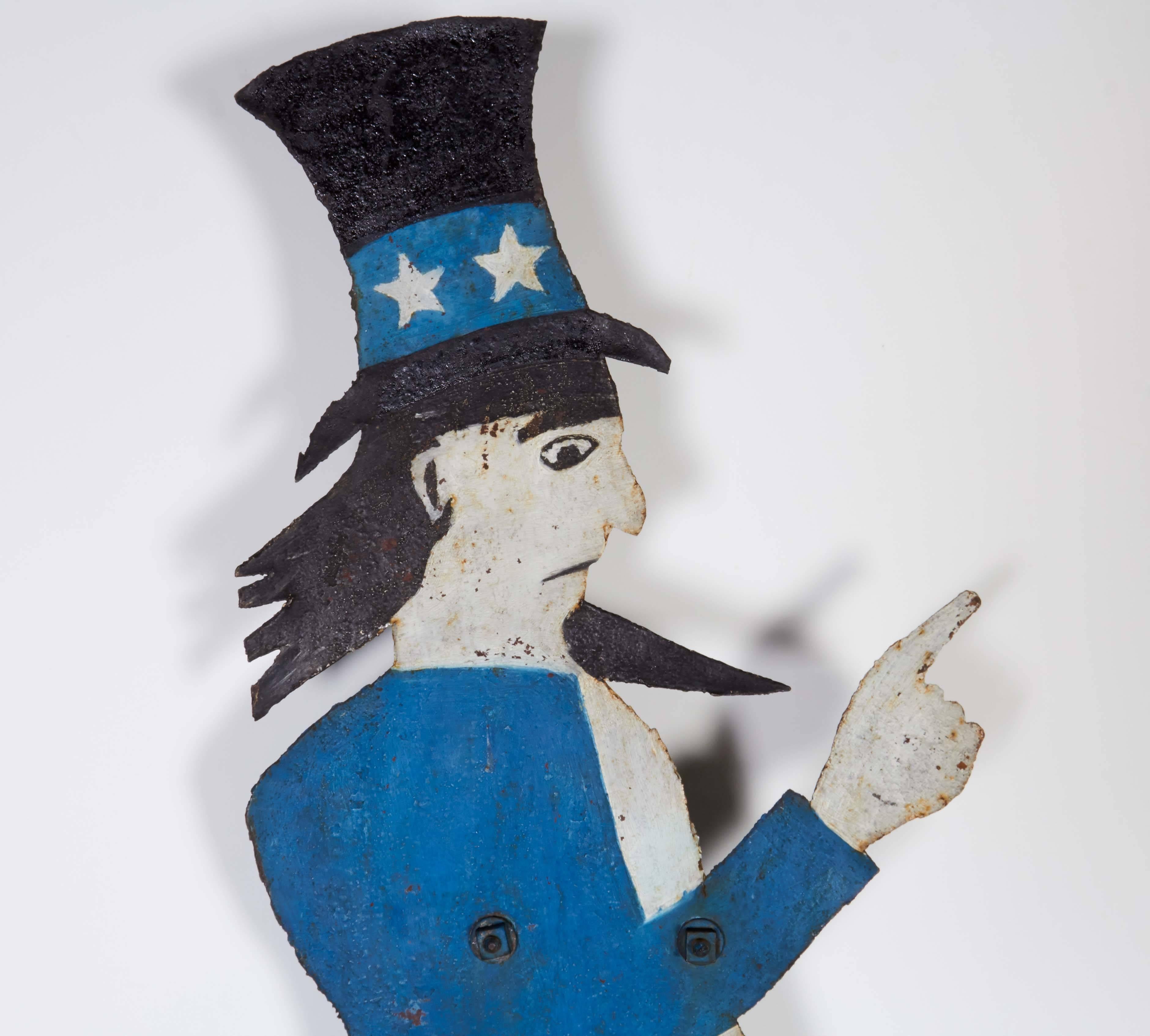 Old Die Cut Steel Revolving Uncle Sam mit Originalfarbe (amerikanisch) im Angebot