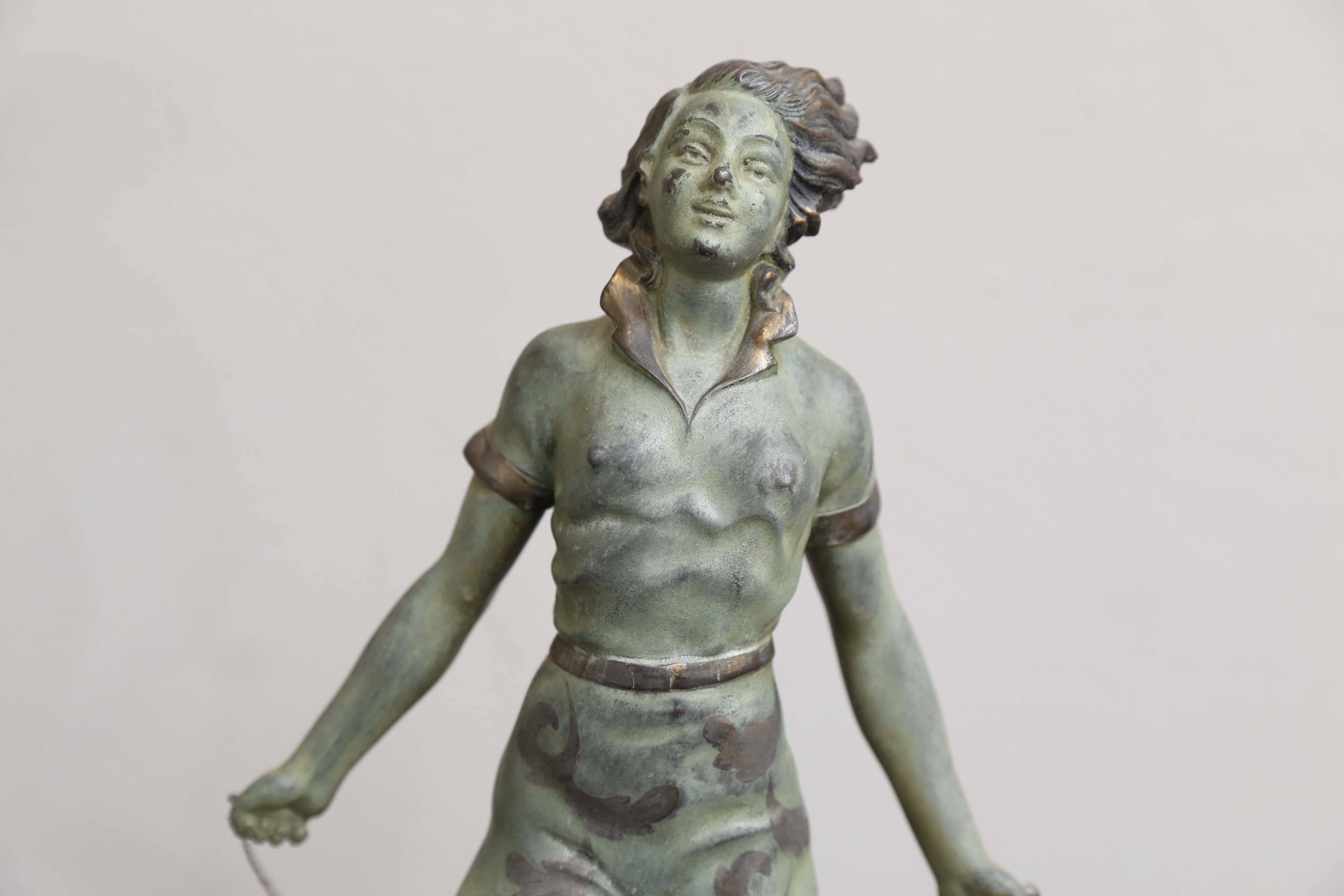 The statue is made out of spalter and marble.
Condition is very good,
Austrian, circa 1930s.
Measures: 19