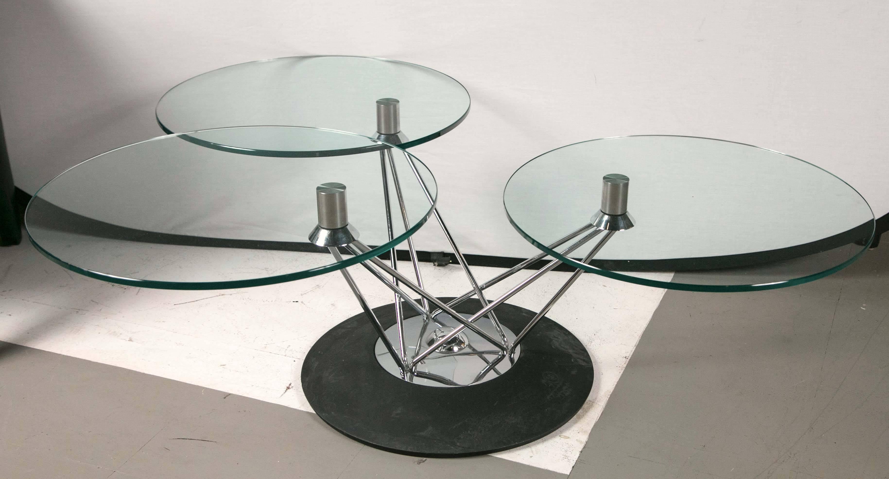 Italian Tri-Glass Swival Coffee Table