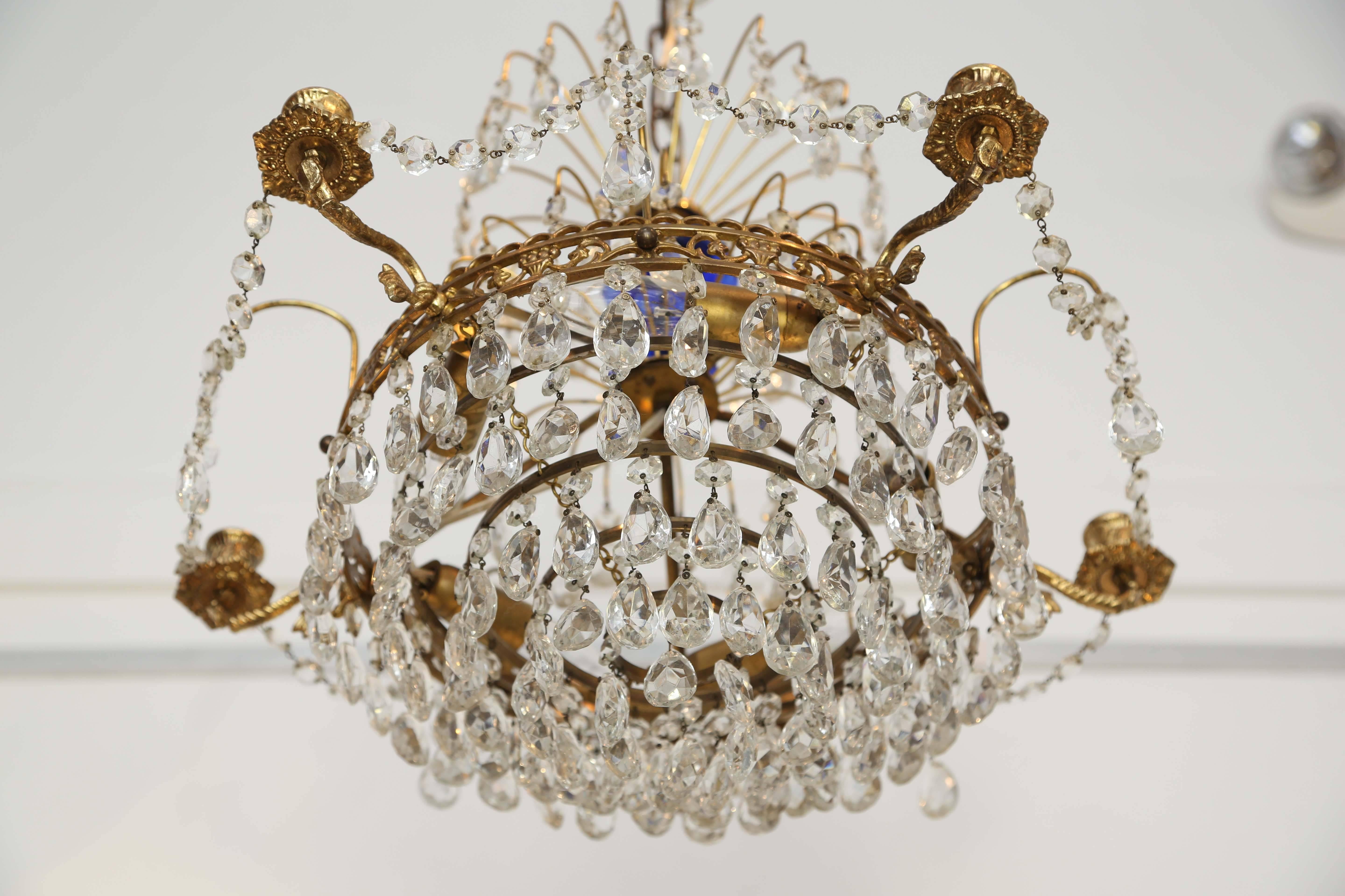  Antique Swedish Louis XVI style small scale chandelier  Mid 20th Century In Good Condition In West Palm Beach, FL