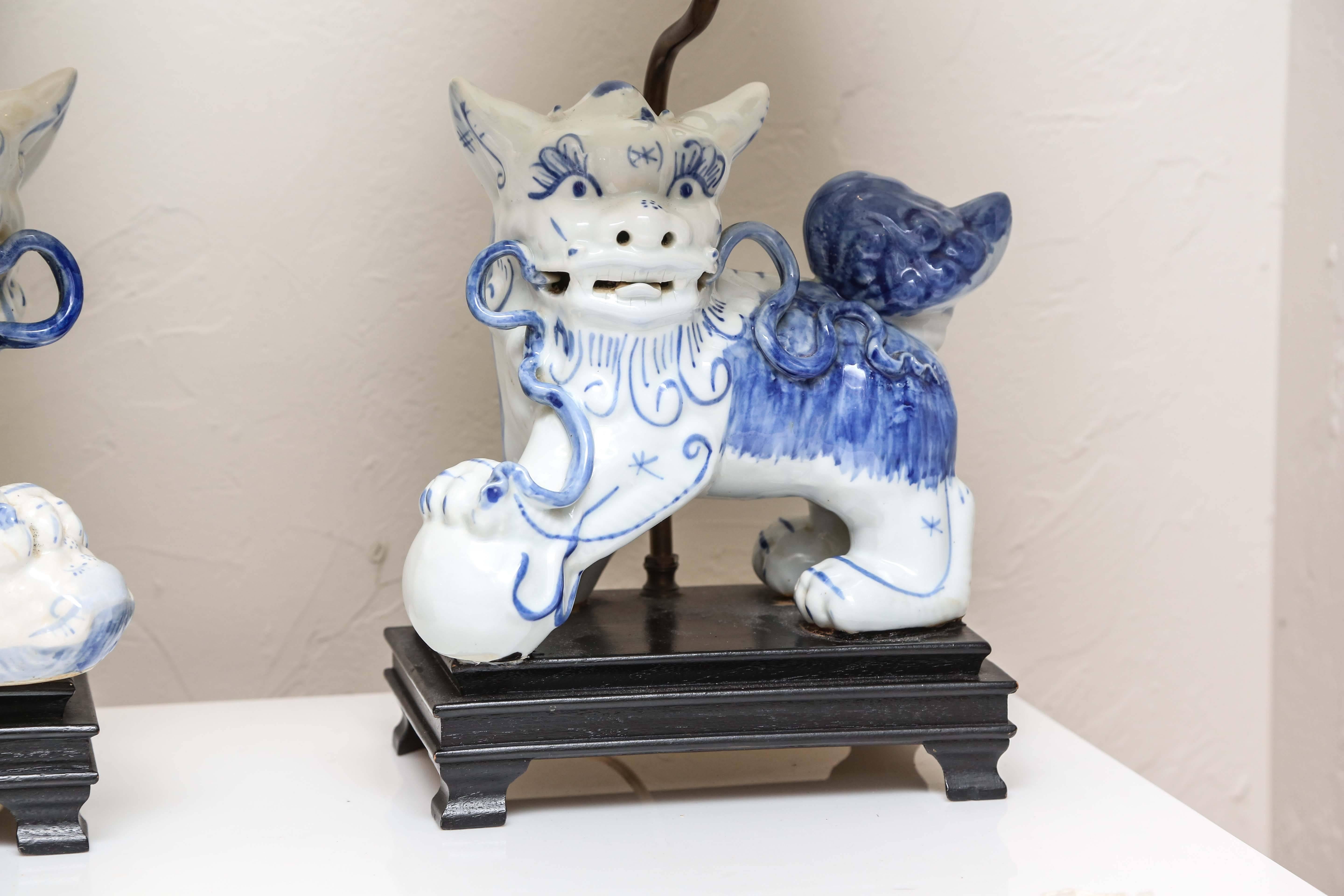 foo dog lamps pair