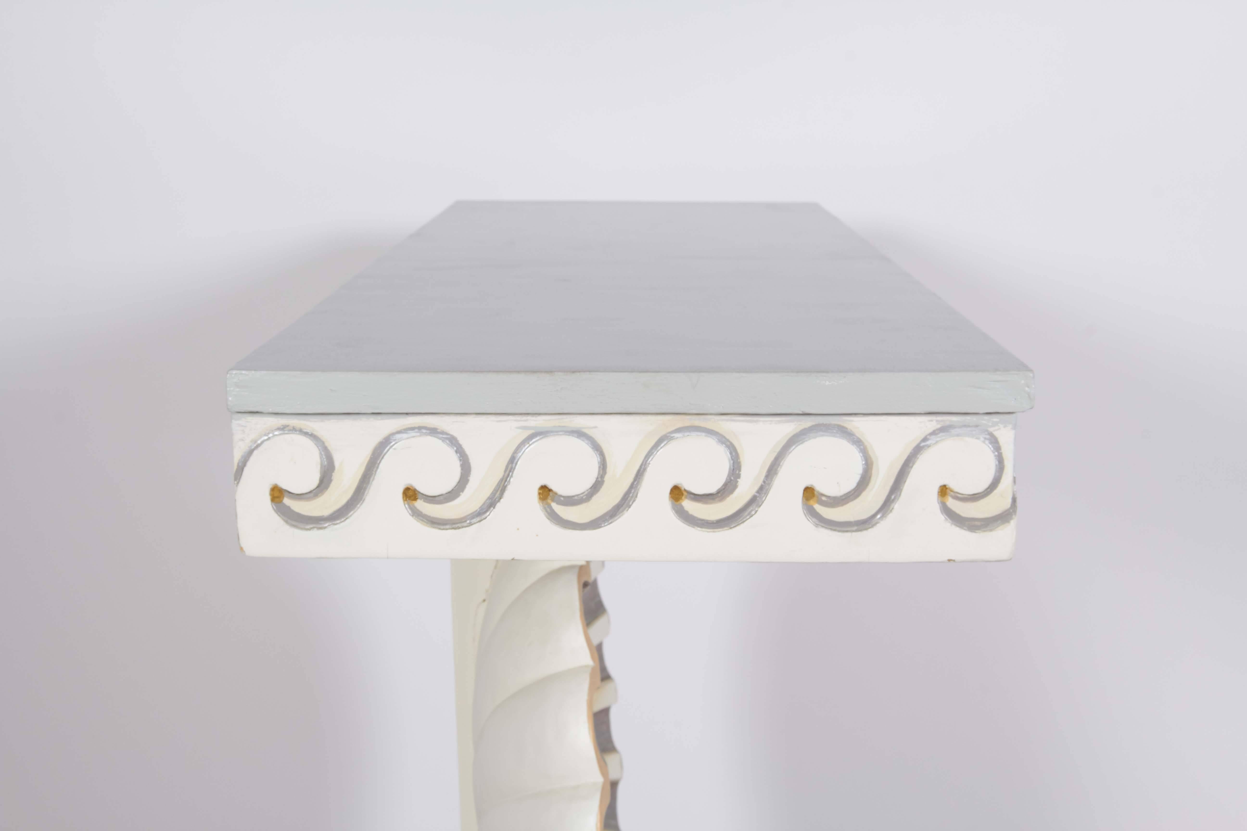 Carved Edward Wormley Console on Shell Base for Dunbar
