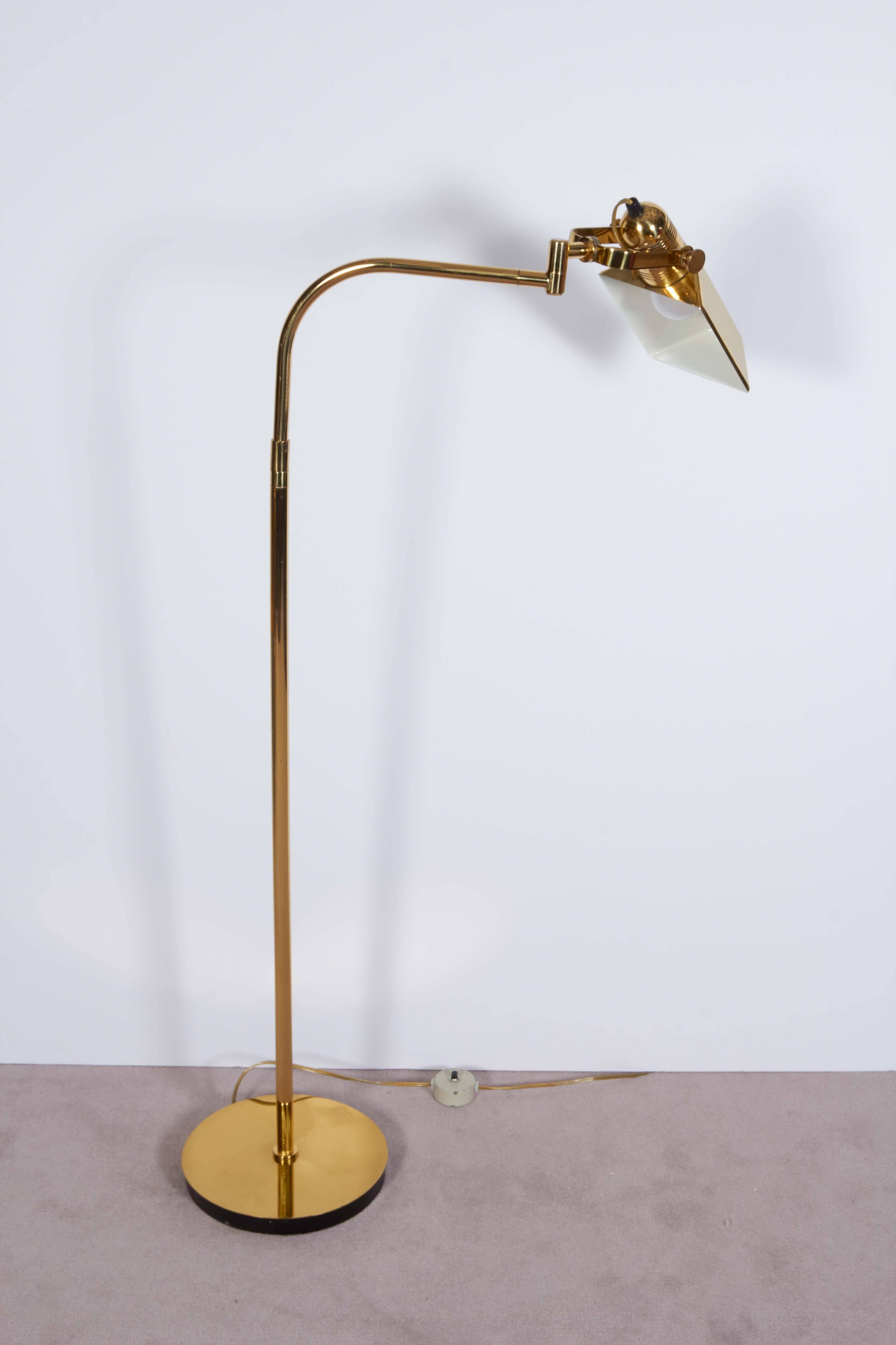 Late 20th Century Pair of Nessen Studio Reading Floor Lamps in Brass