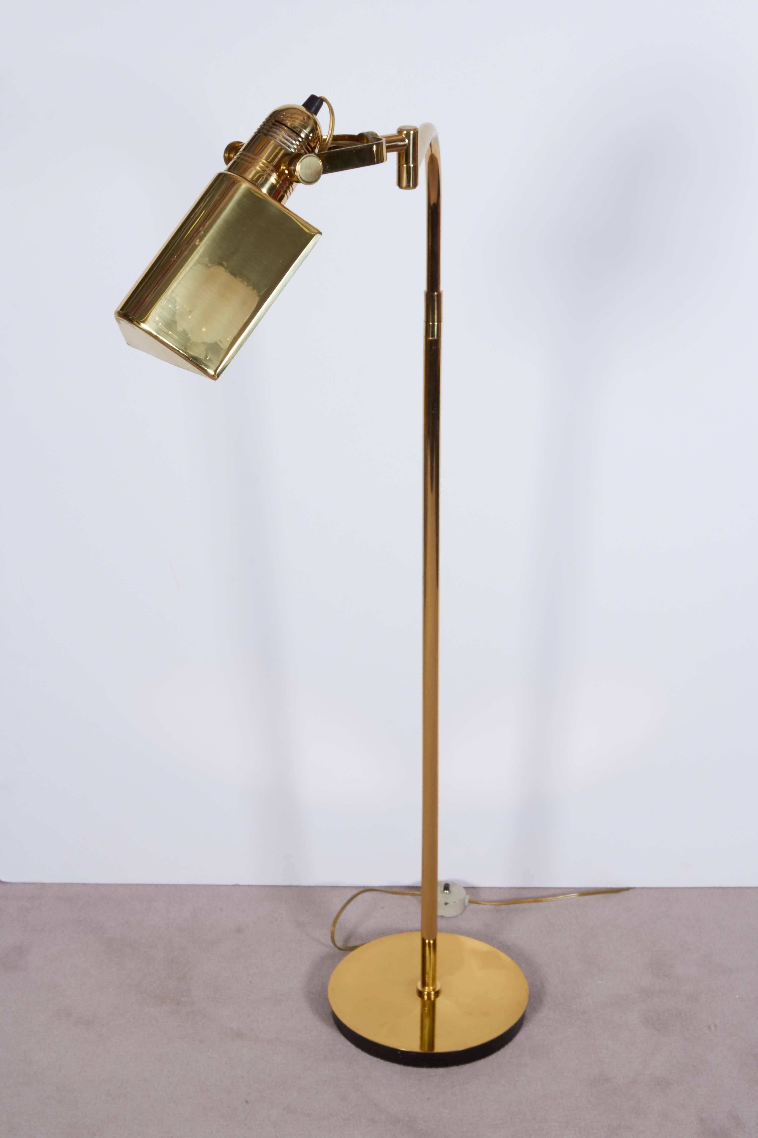 Pair of Nessen Studio Reading Floor Lamps in Brass 2