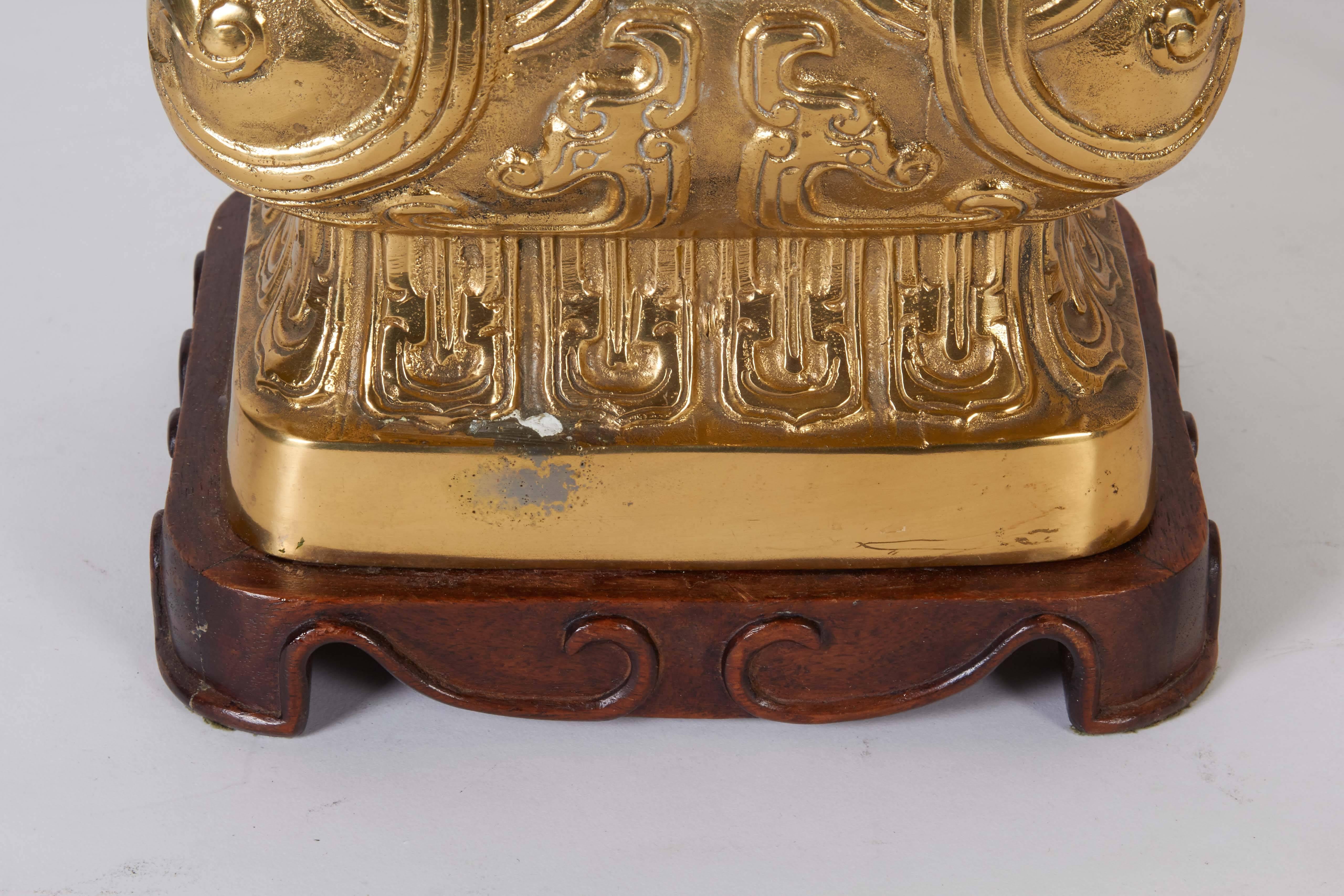 20th Century Pair of Archaic Chinese Vase Form Lamps in the Manner of James Mont