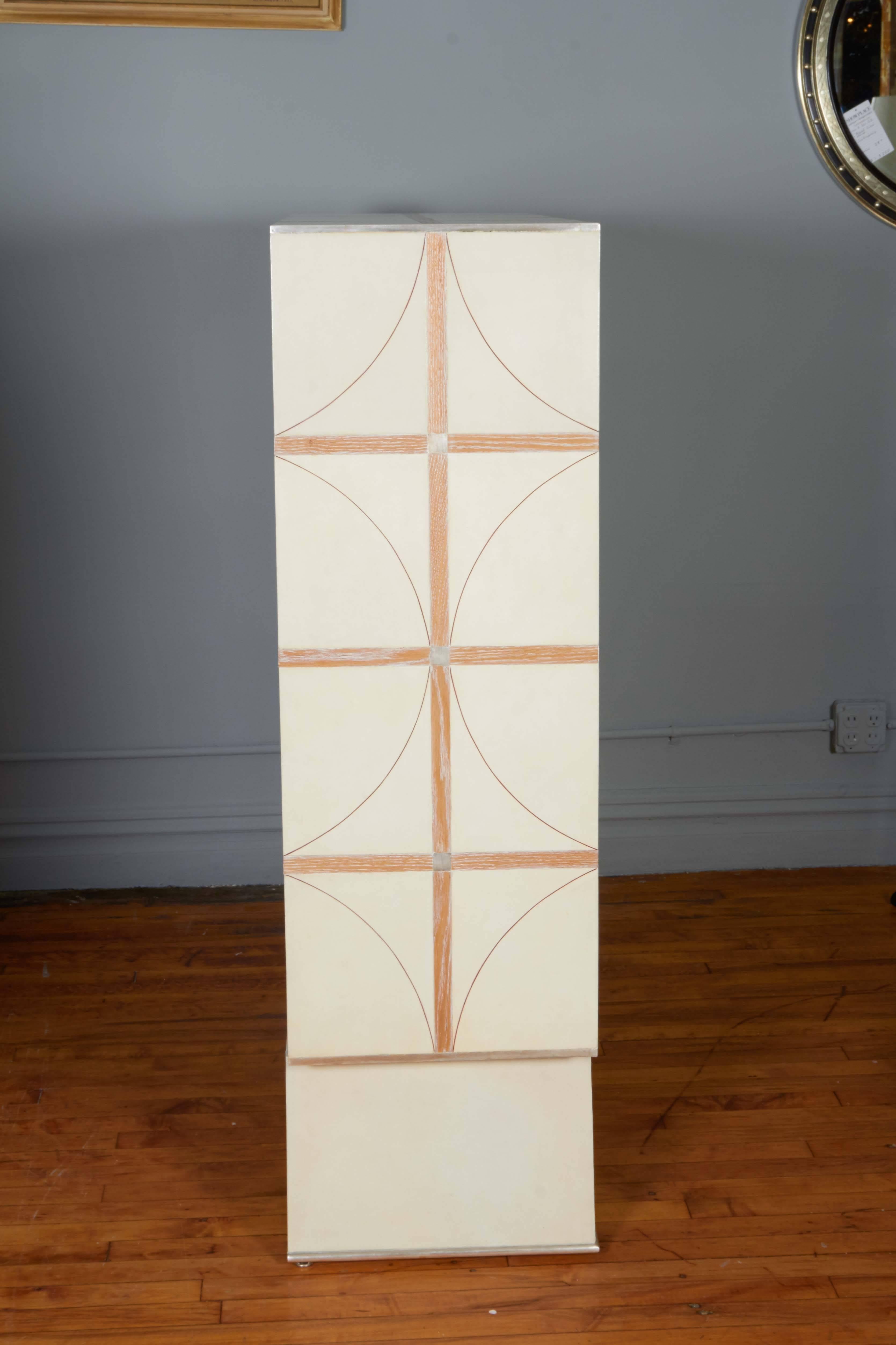 Beni Studio 'Tlamatini' Two-Door Storage Cabinet in Parchment Covered Oak 1