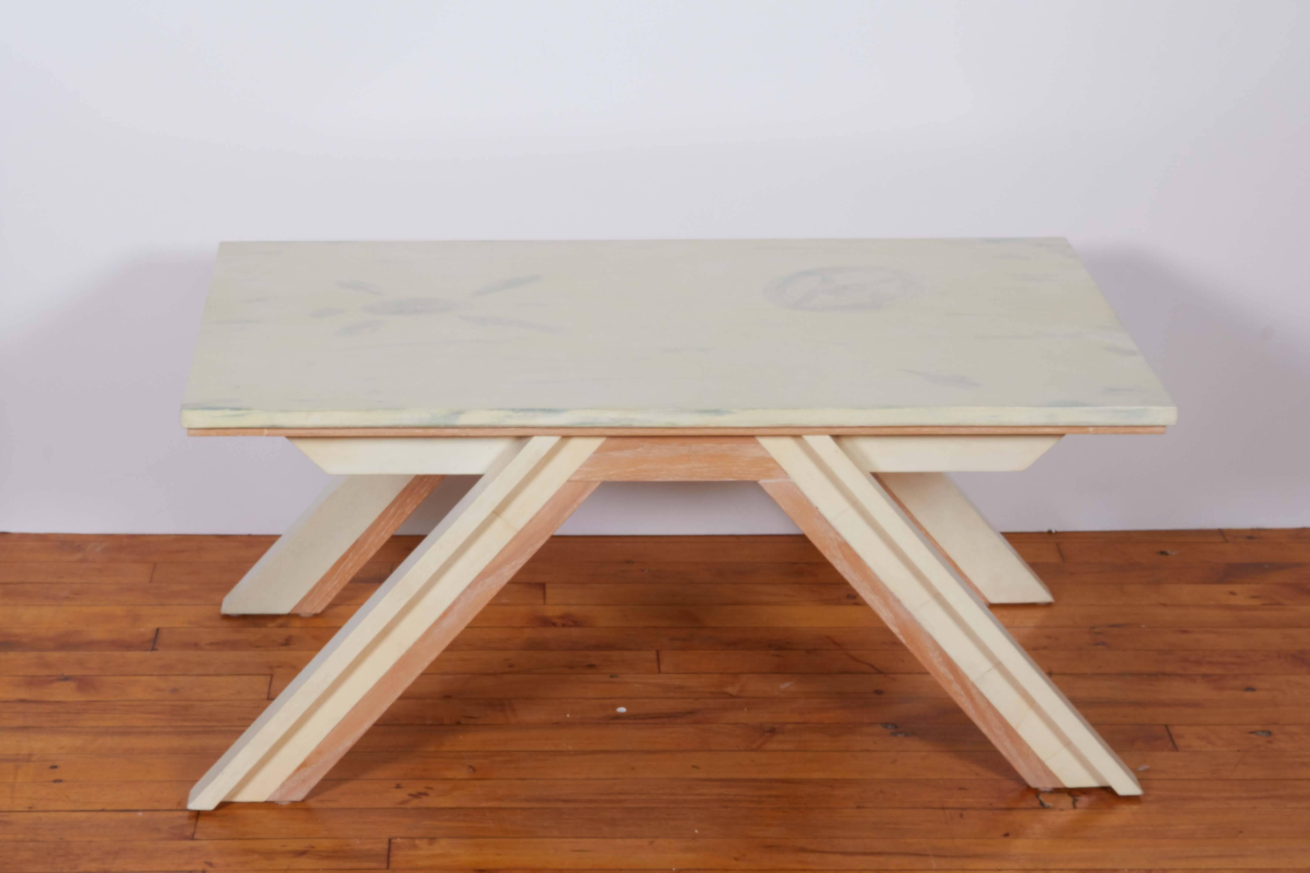 Contemporary Beni Studio 'The Bridge' Coffee Table in Oak and Parchment
