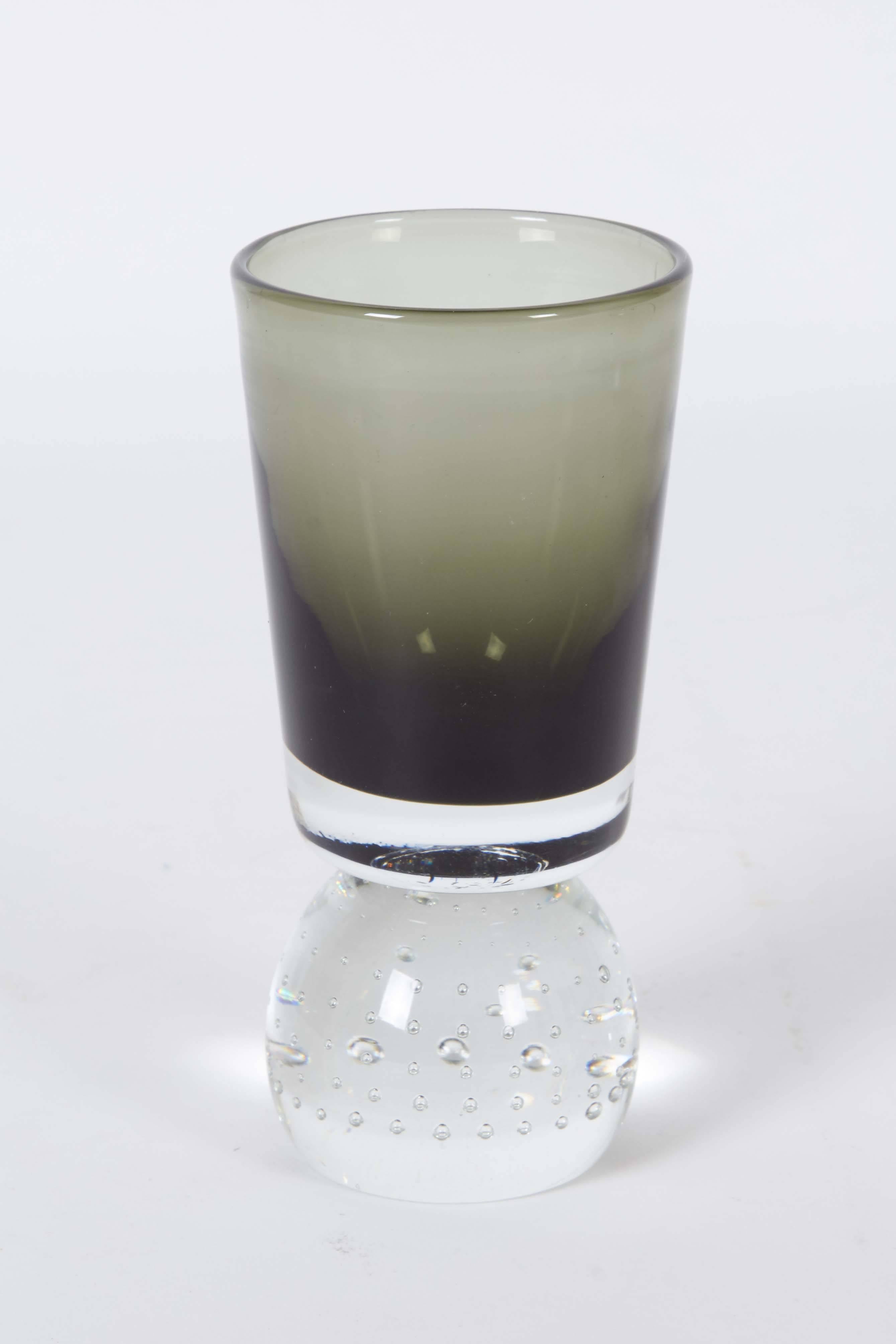 Mid-Century Modern Set of Six Carl Erickson Smoked Glasses with Controlled Bubbles