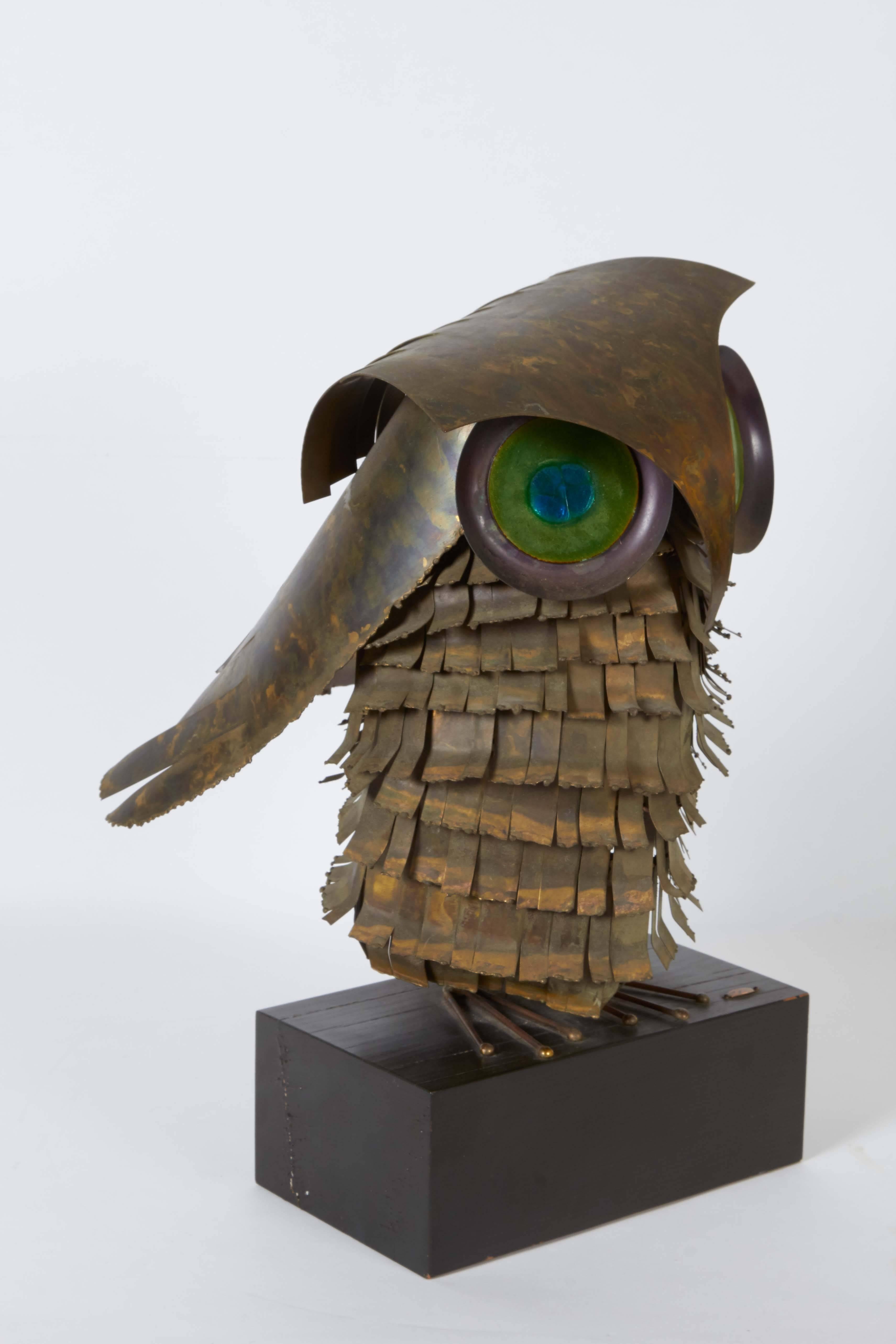 Mid-20th Century Curtis Jere Brutalist Owl Sculpture, Signed and Dated