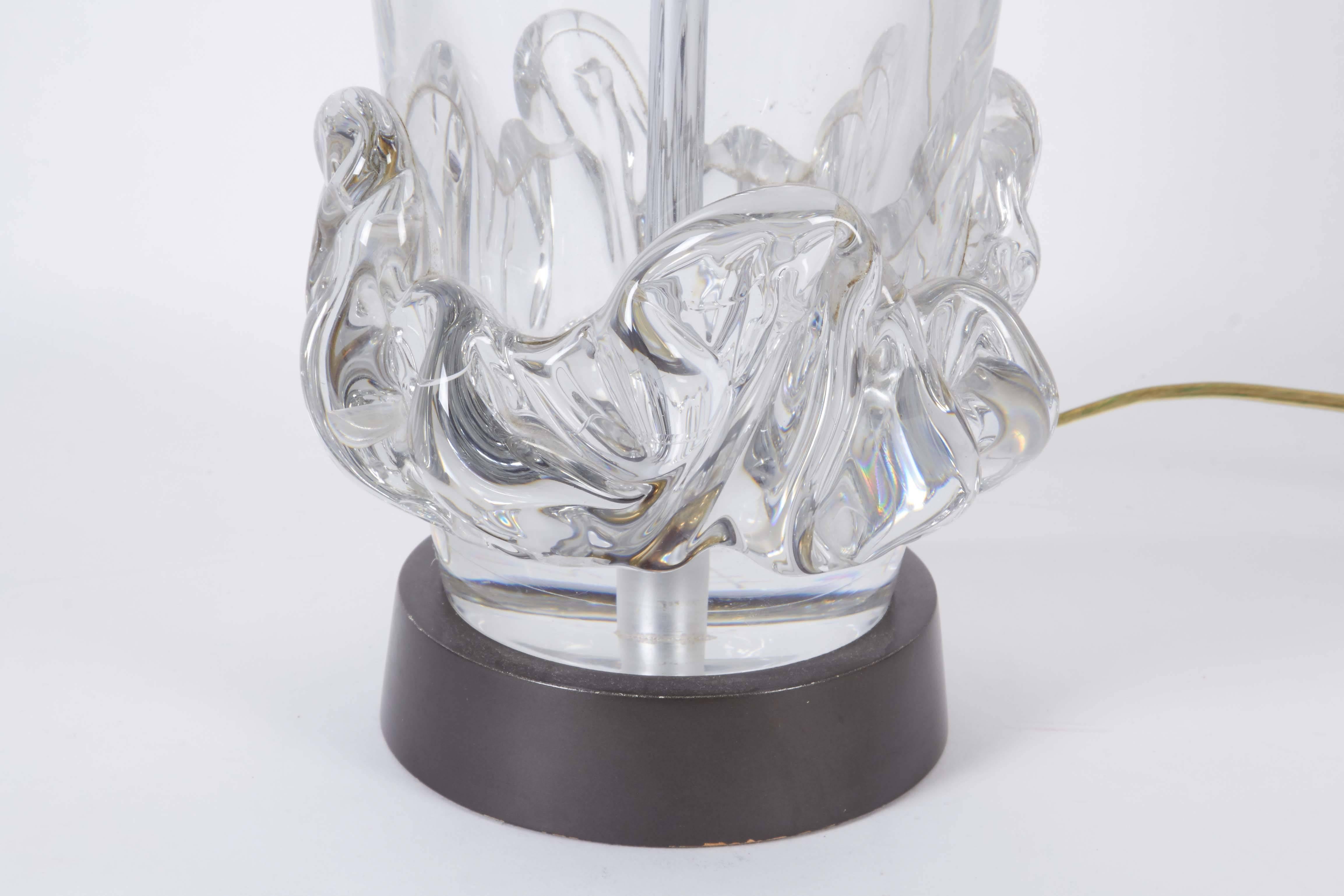 Daum Abstract Lead Crystal Lamp In Good Condition In New York, NY