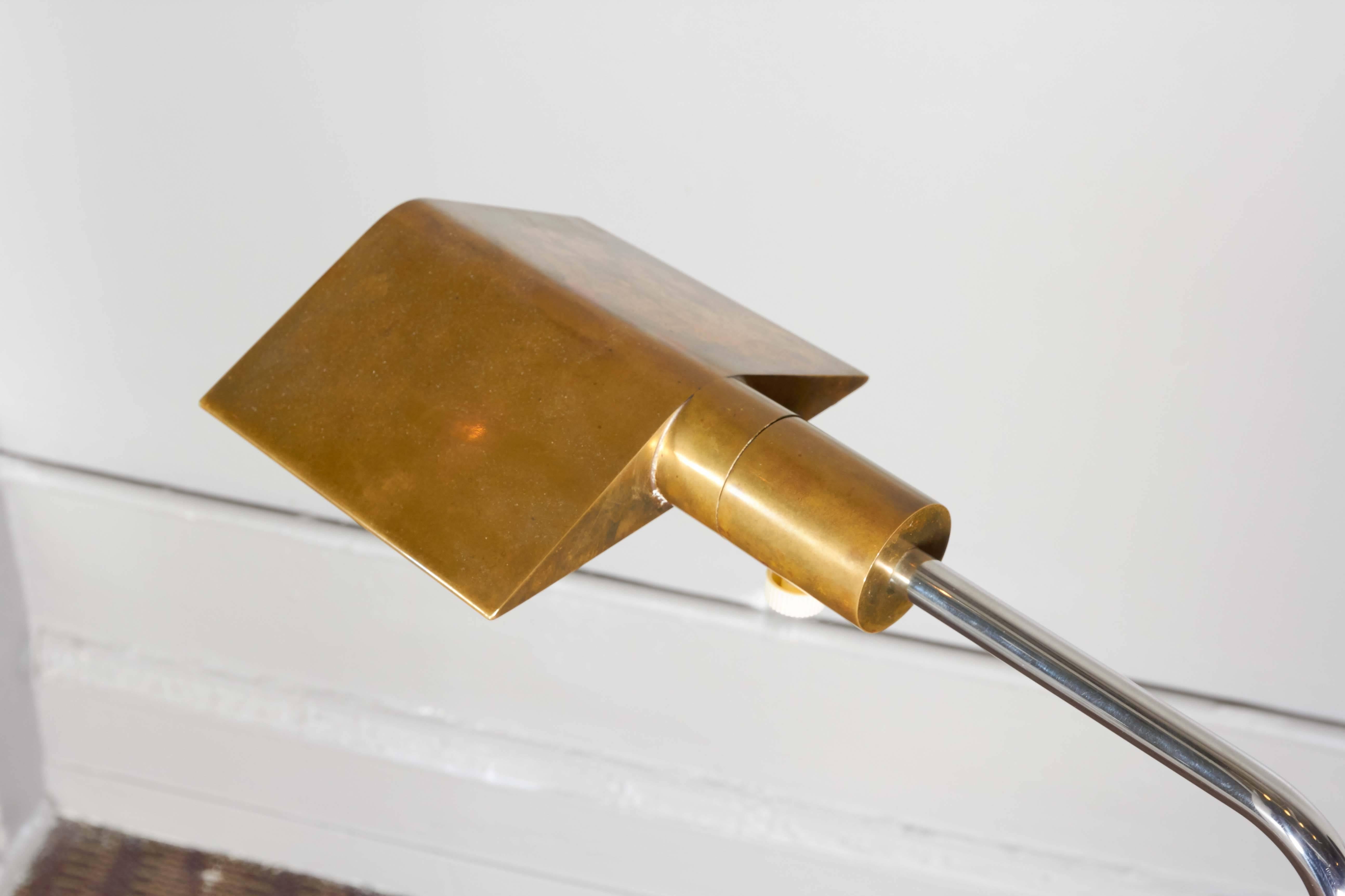 American Cedric Hartman Brass and Chrome Adjustable Floor Lamp