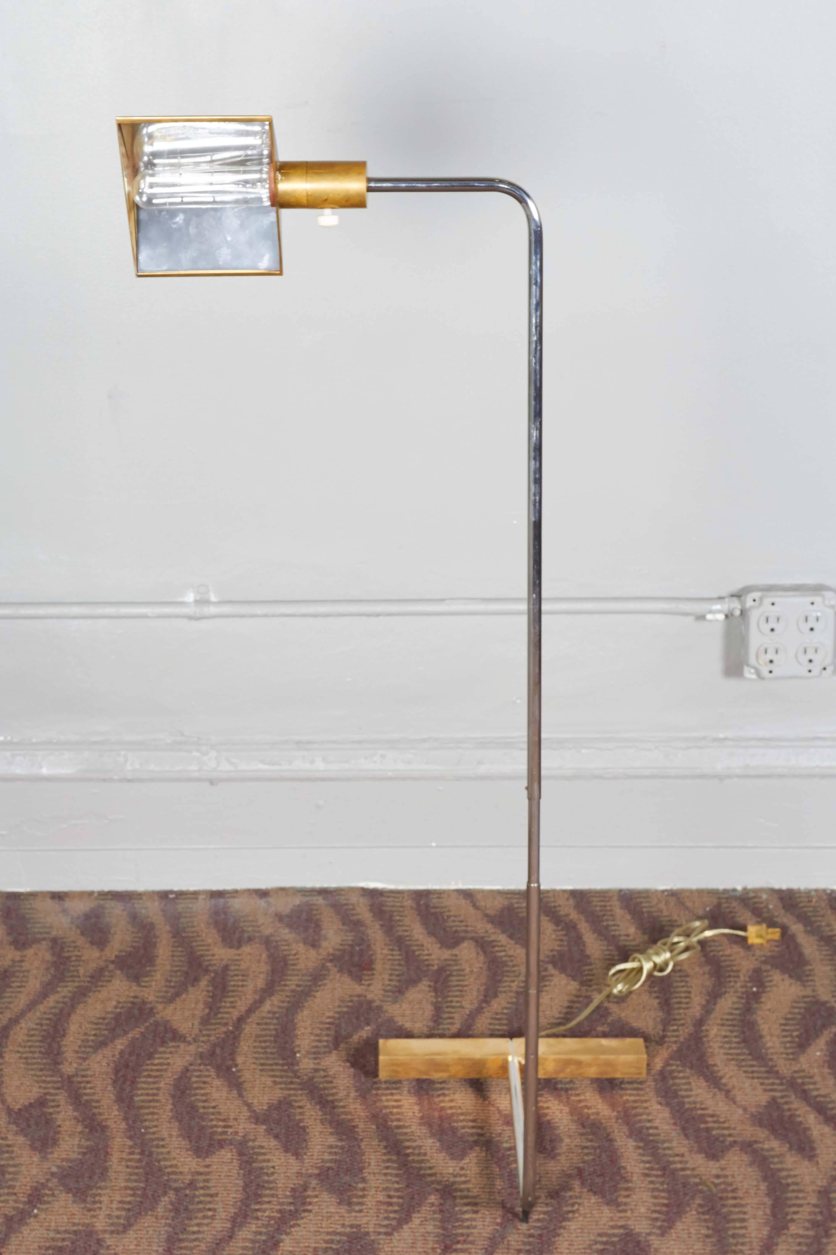 Cedric Hartman Brass and Chrome Adjustable Floor Lamp In Good Condition In New York, NY