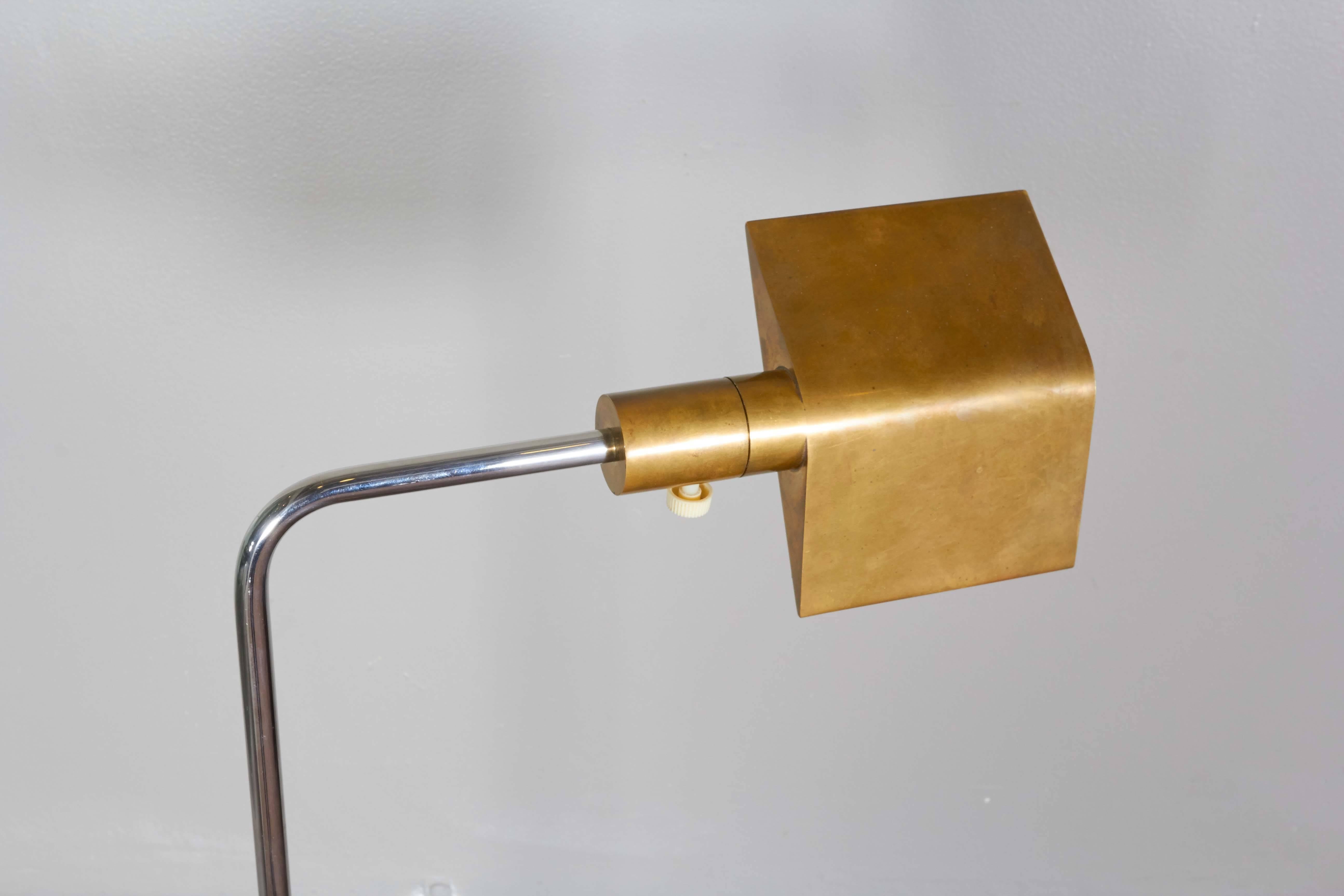20th Century Cedric Hartman Brass and Chrome Adjustable Floor Lamp