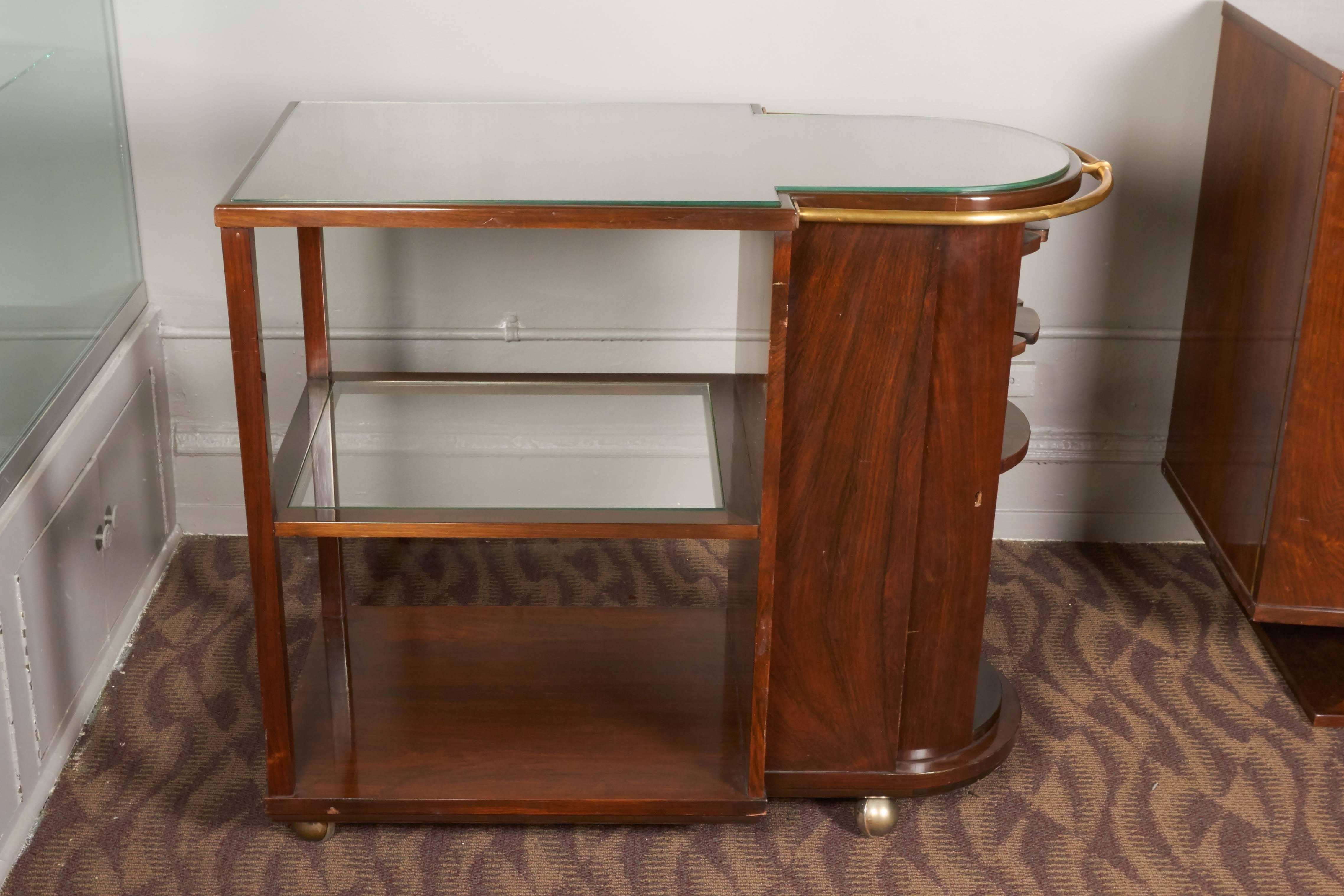 Art Deco Mahogany Cocktail Bar Cart In Good Condition In New York, NY
