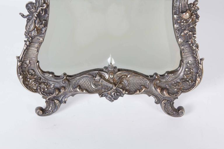 Victorian Silver Plate Vanity Mirror with Cherub Design at 1stDibs