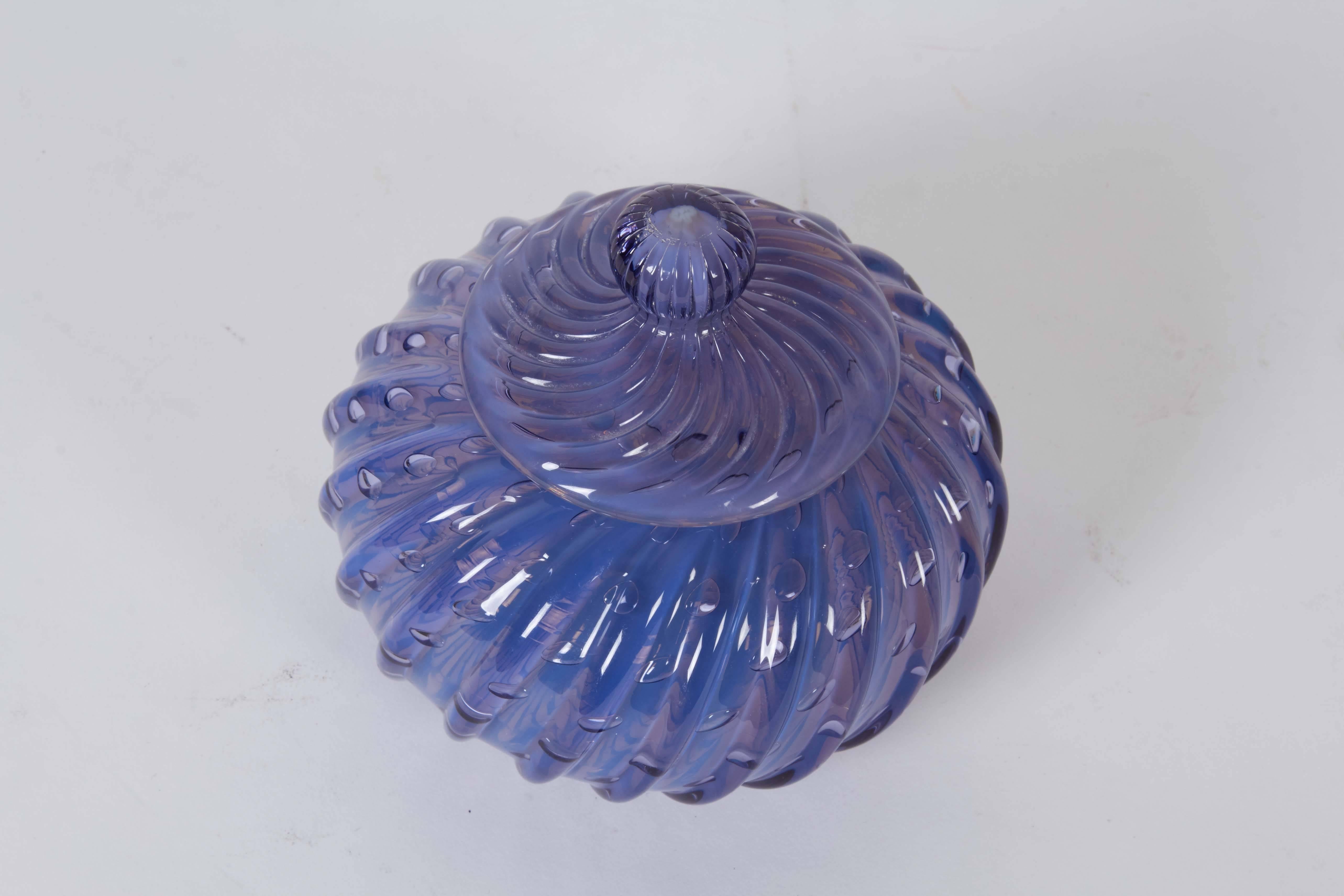 Mid-Century Modern Set of Three Seguso Murano Glass Covered Vanity Jars with 'Bullicante'