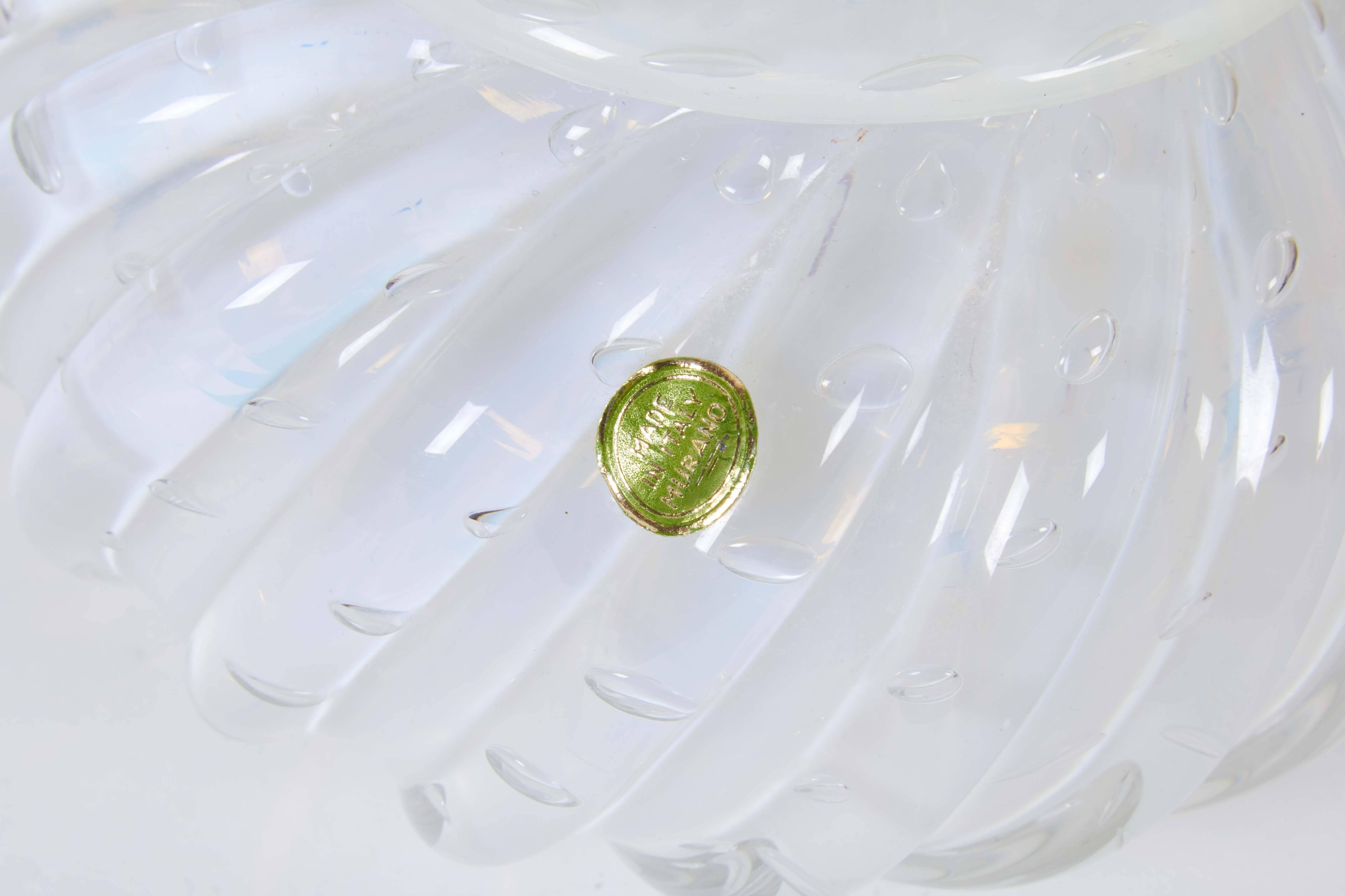 Set of Three Seguso Murano Glass Covered Vanity Jars with 'Bullicante' In Excellent Condition In Astoria, NY