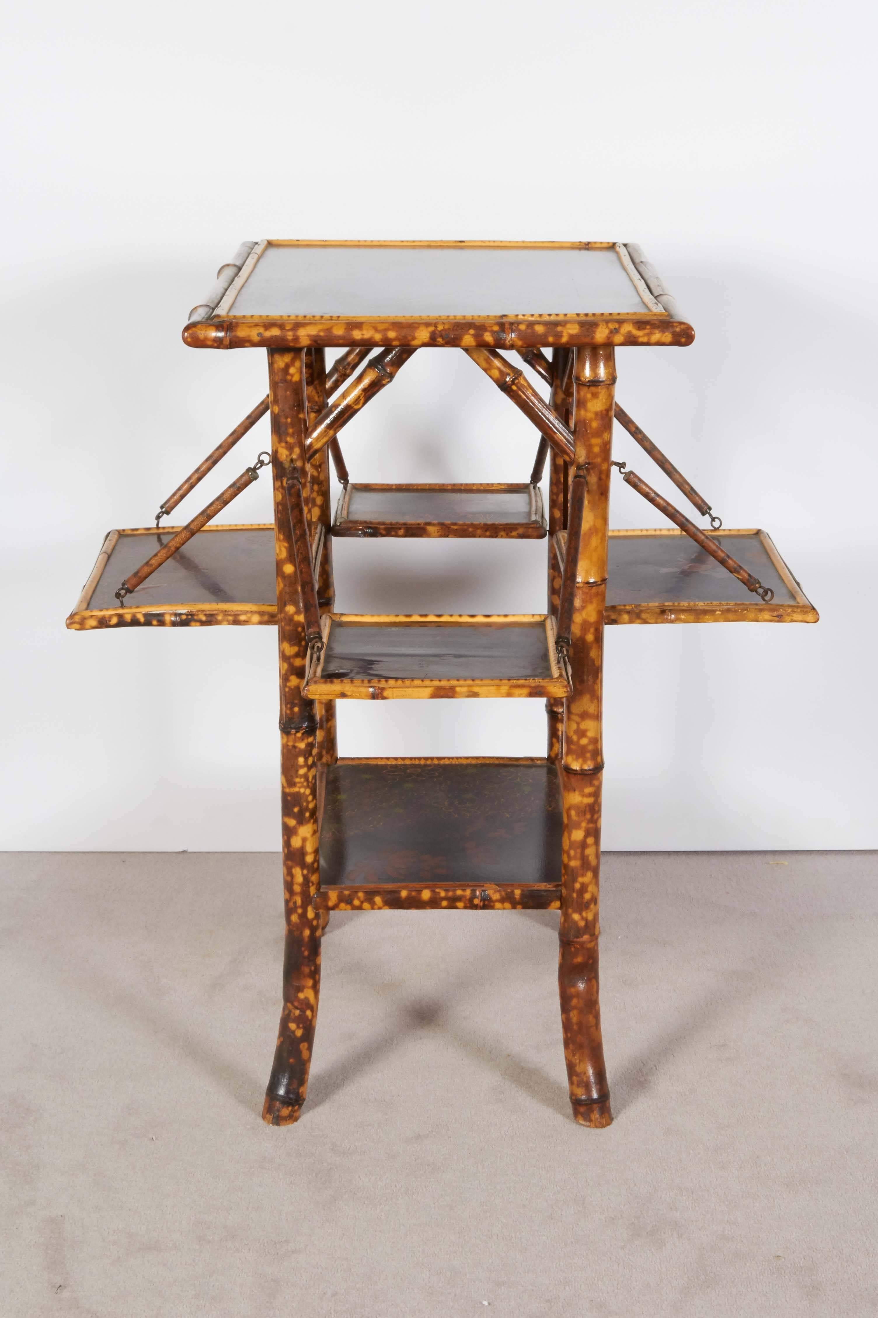 Lacquered Victorian Anglo-Japanese Tortoiseshell Bamboo Table
