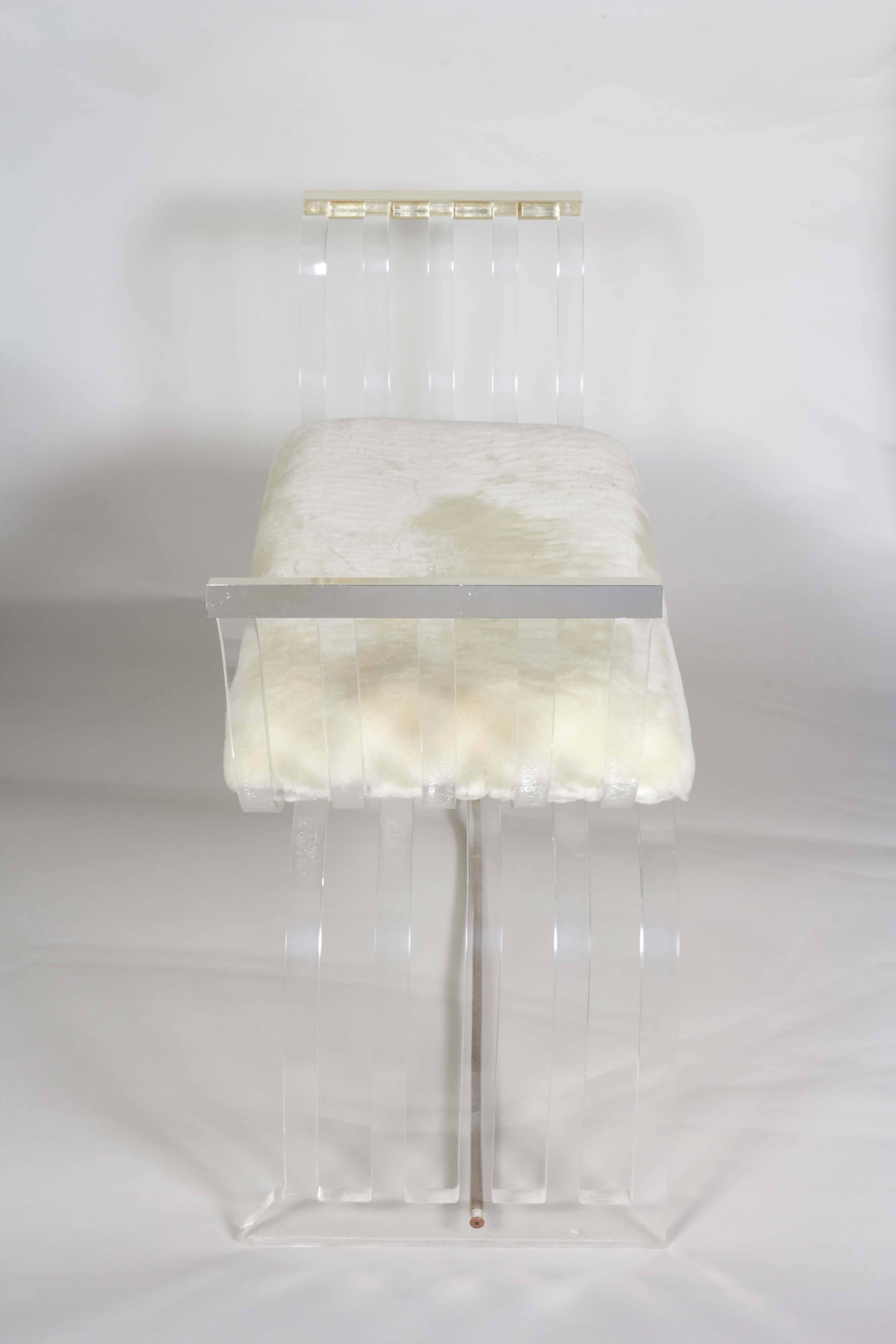 American Hollywood Regency Lucite Curule Bench in the Manner of Charles Hollis Jones